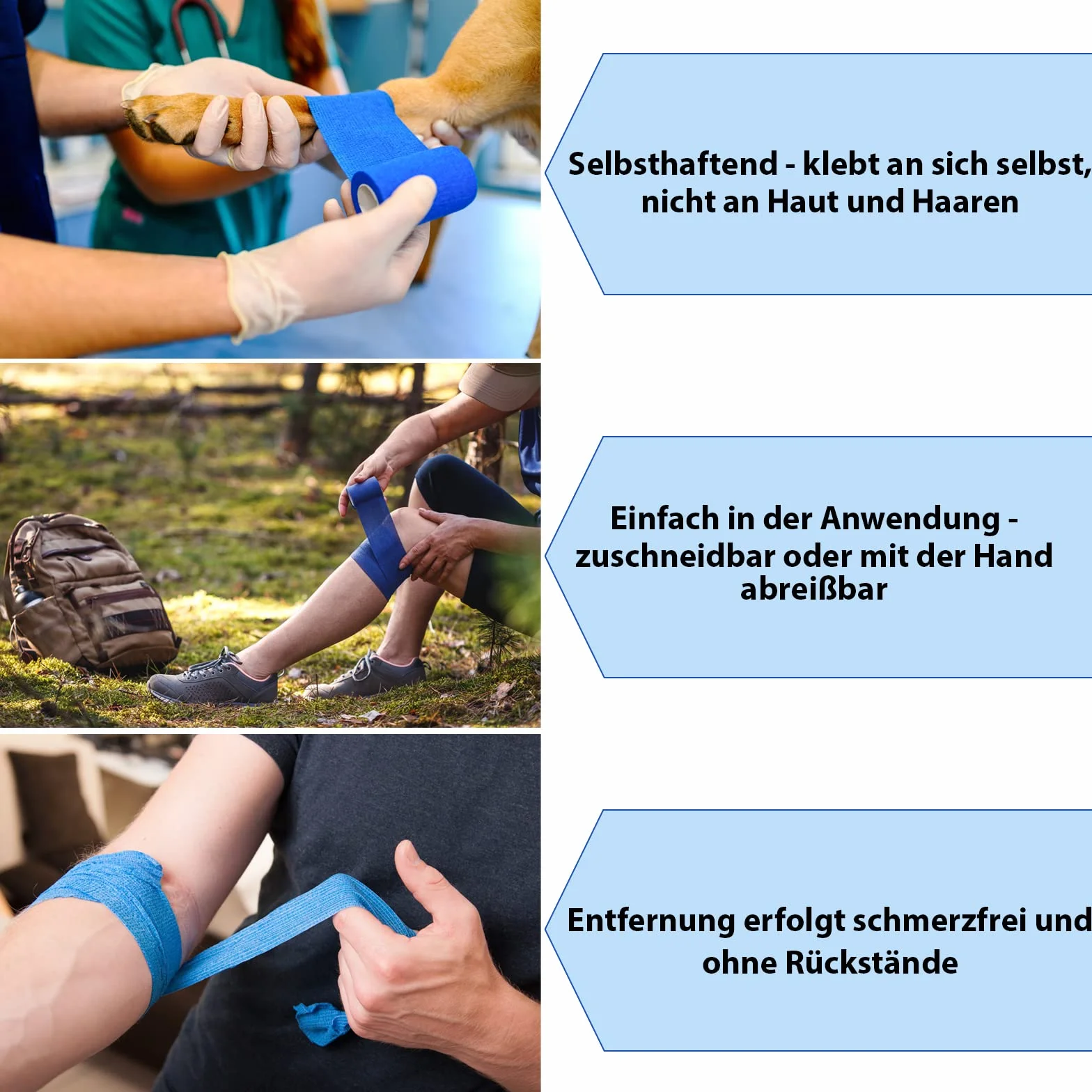 ALPIDEX taśma samoprzylepna elastyczna 5 cm x 4,5 m niebieska do zwierząt i sportu