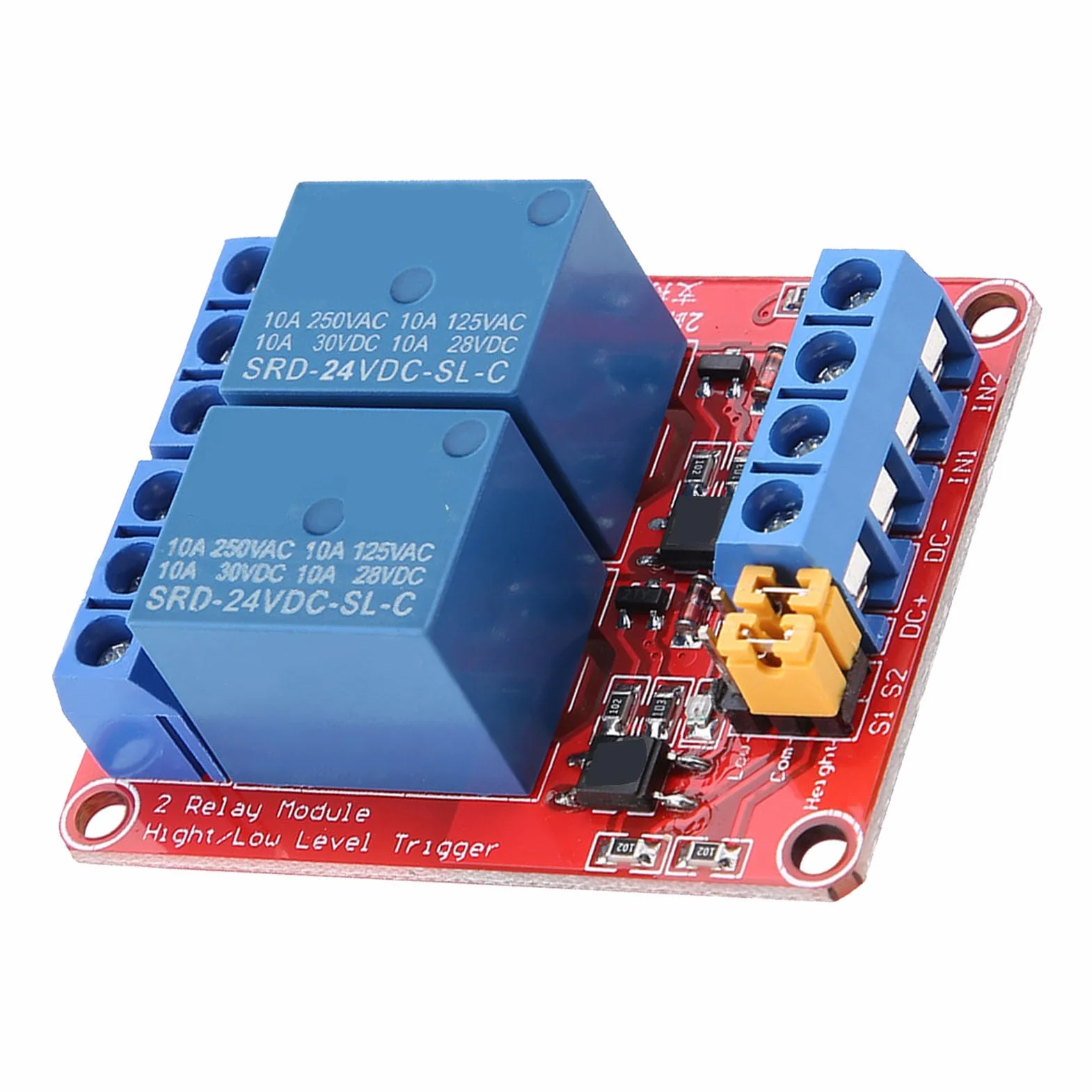 Moduł przekaźnika 2-kanałowy DC 10 A AC 250 V DC 30 V izolacyjny do SPS 24 V