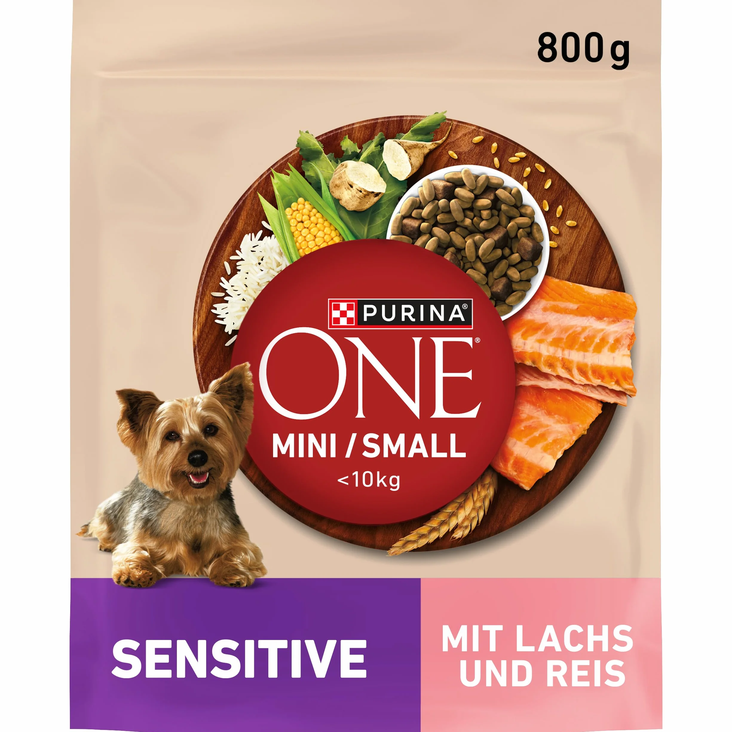Purina One Mini/Small Active Karma dla Psa, Wołowina I Ryż, 8x800 g