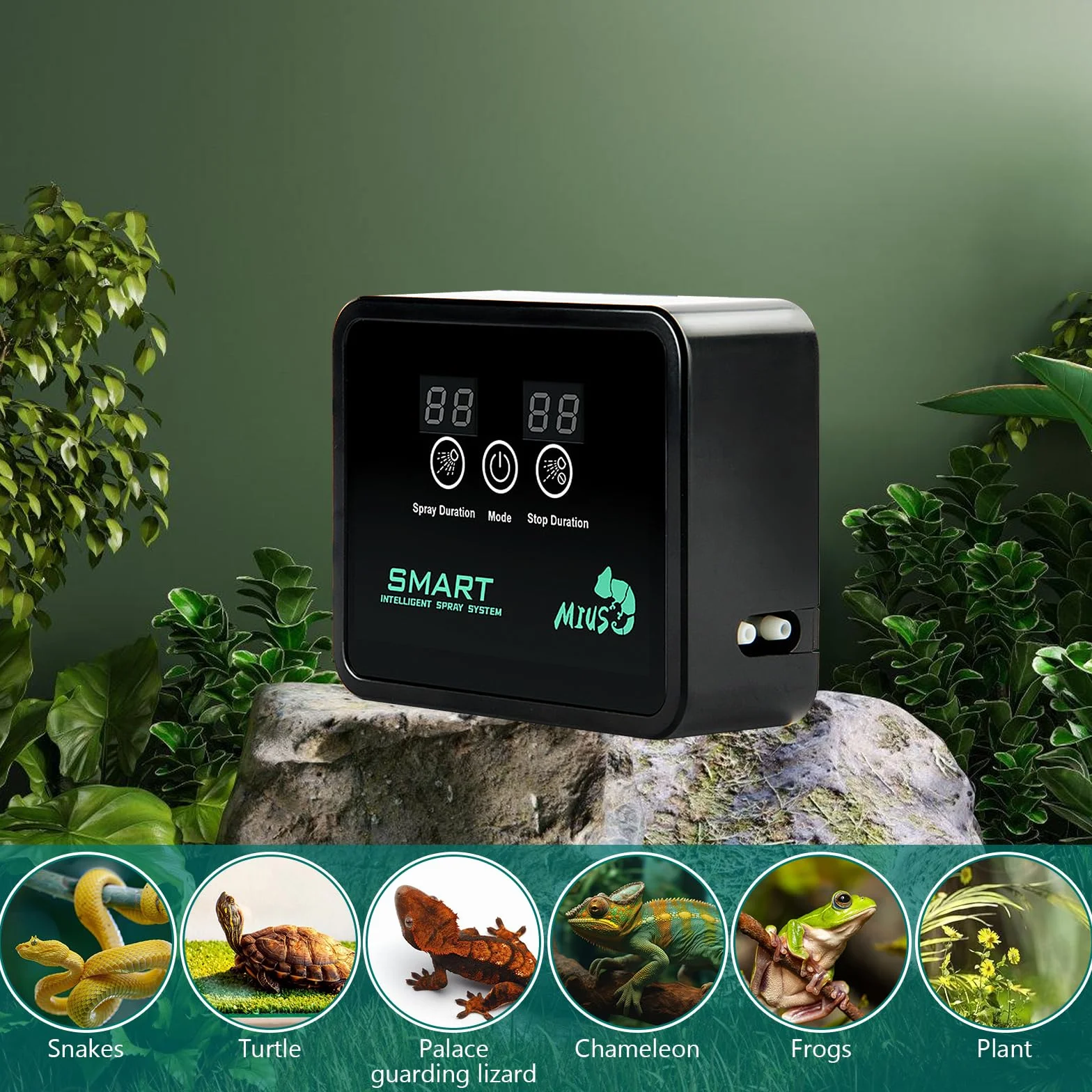 BORDEAG Instalacja Nawilżająca Terrarium, Inteligentny System Nawilżający dla Gadów, Nawilżacz Powietrza dla Terrarium, Gadowy Nawilżacz Powietrza z Dyszami Rozpylającymi 360° Regulowane Dla Gadów