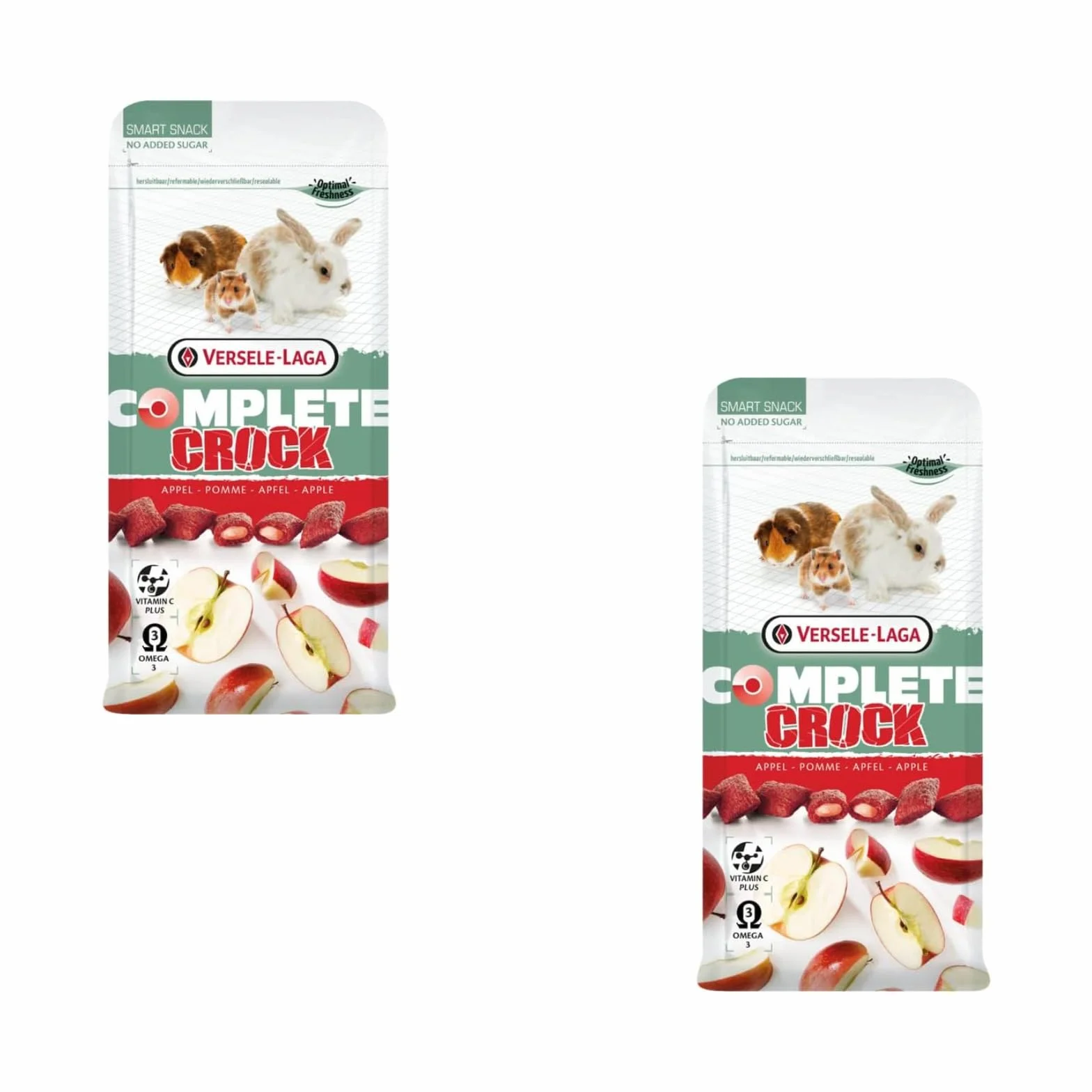 Versele-Laga Complete Crock Apple | dwupak | 2 x 50 g | karma uzupełniająca dla królików i gryzoni | chrupiące etui z miękkim wypełnieniem jabłkowym | z witaminami i Omega-3