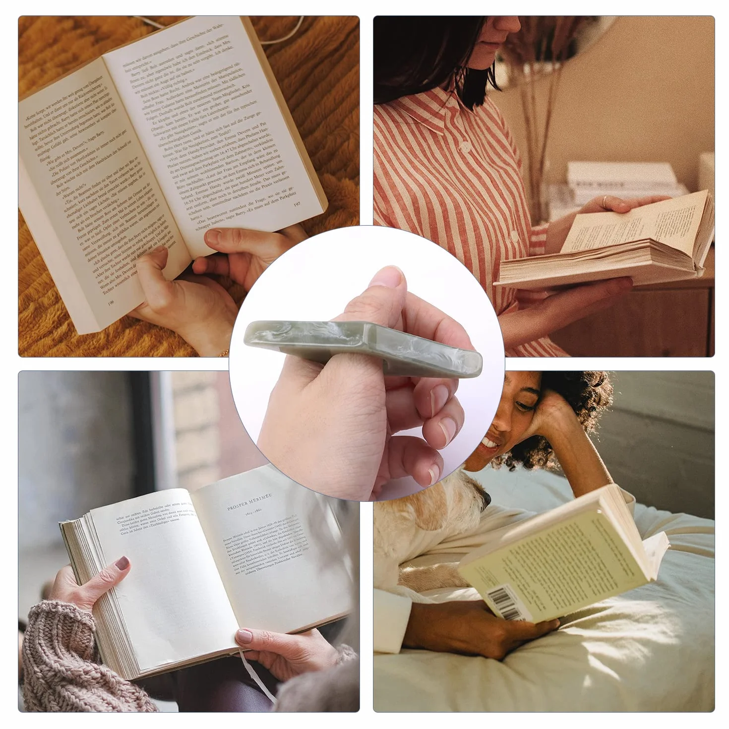 2 szt. Uchwyt na Kciuk do Czytania, Thumb Bookmark Holder Uchwyt Strony na Kciuk Akcesoria do Czytania Ksiazek dla Milosników Czytania Ksiazek Studentów Nauczycieli (Niebieski, Zielony)