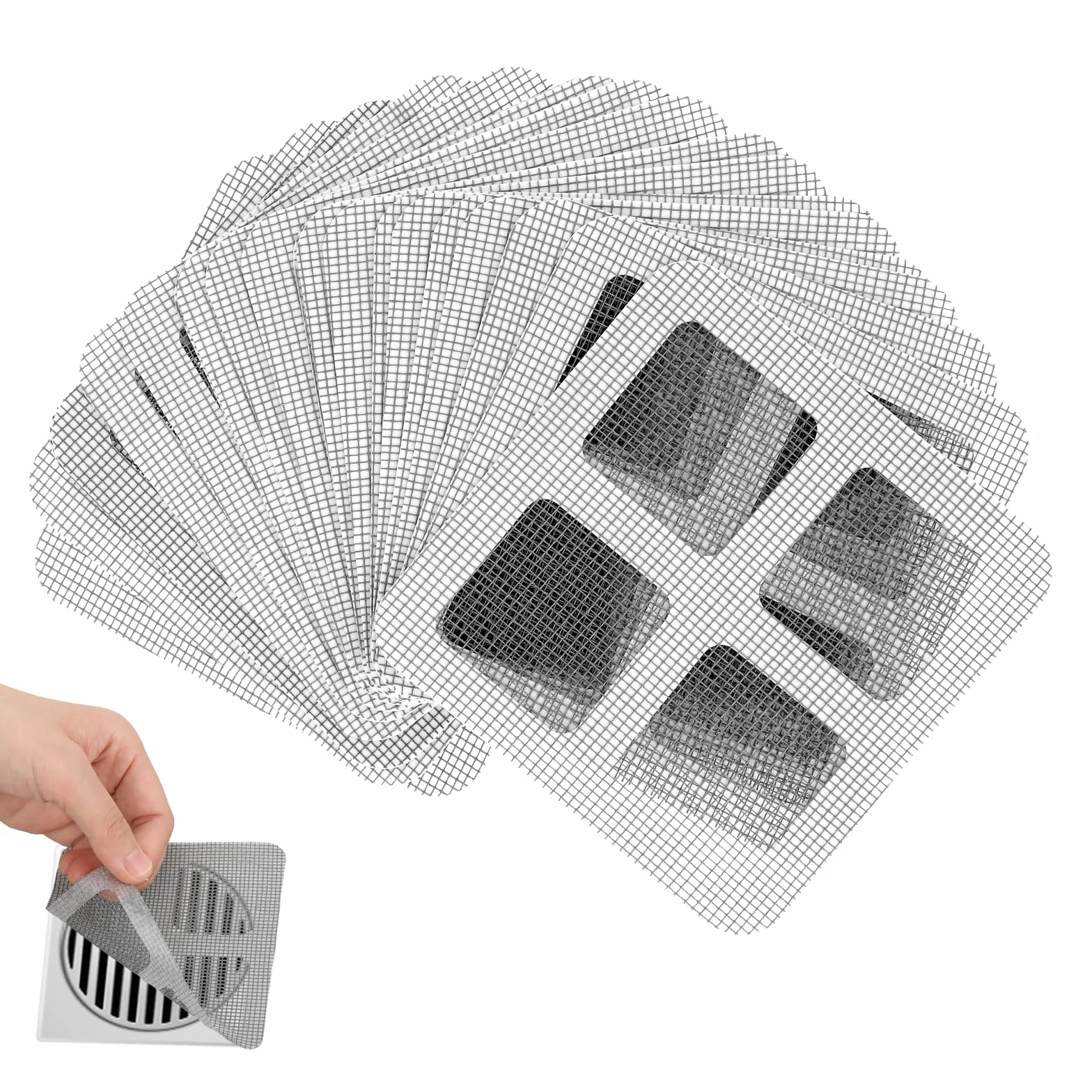 Naklejki na sitko do włosów 10x10 cm, filtr do umywalki, siatkowe, do odpływu prysznica, 20 sztuk