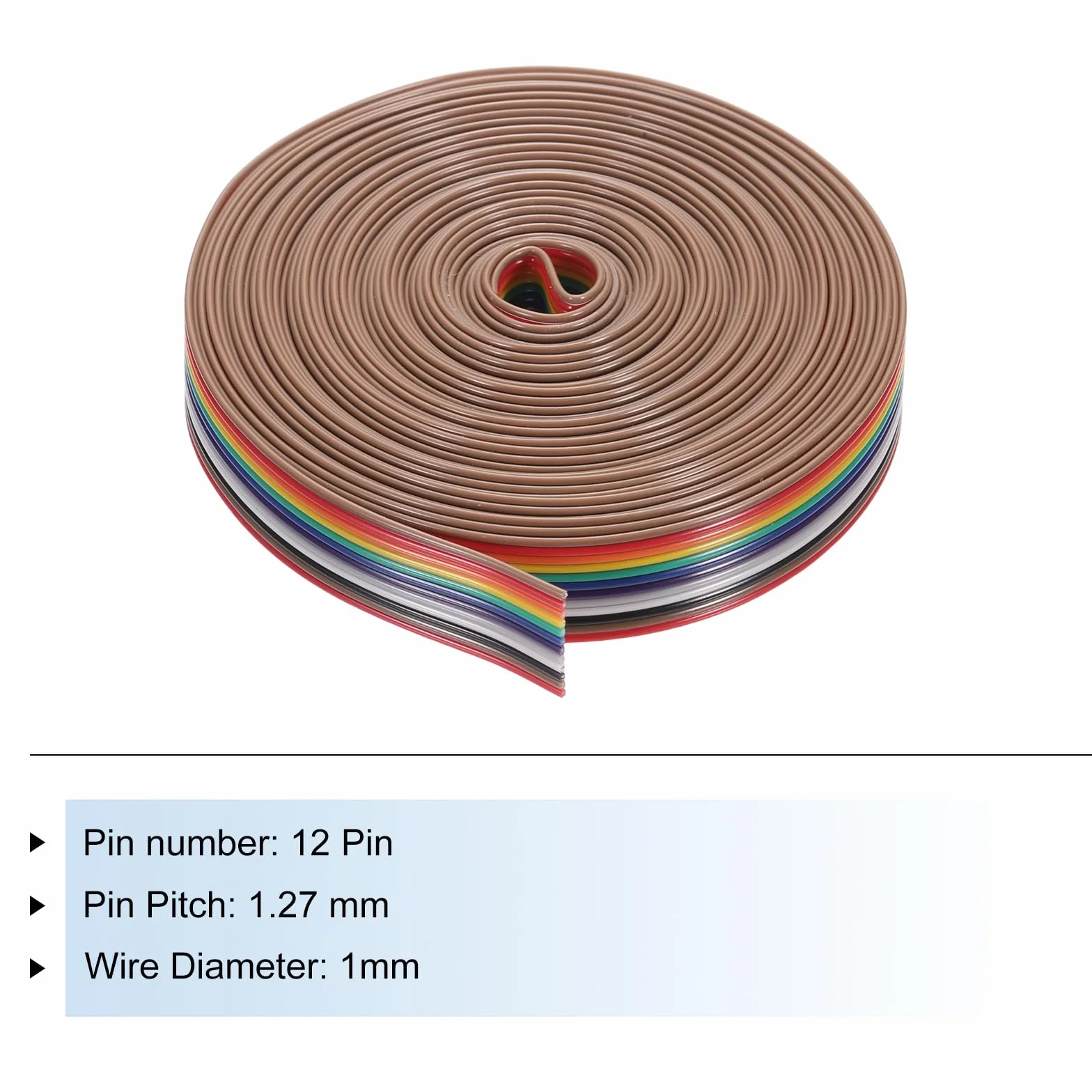 QUARKZMAN 1 szt. 12 pinów płaskich sznurków Rainbow Ribbon Cable 20 Ft 1.27mm Pitch Breadboard Jumper Wires do projektów elektronicznych