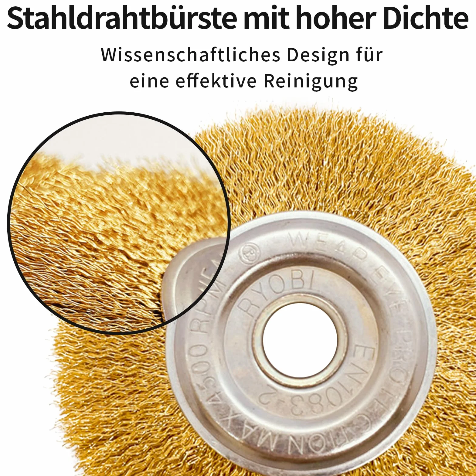Szczotka do fug z drutu stalowego 10 cm mosiężna, kompatybilna z Gloria Multibrush, 2 sztuki