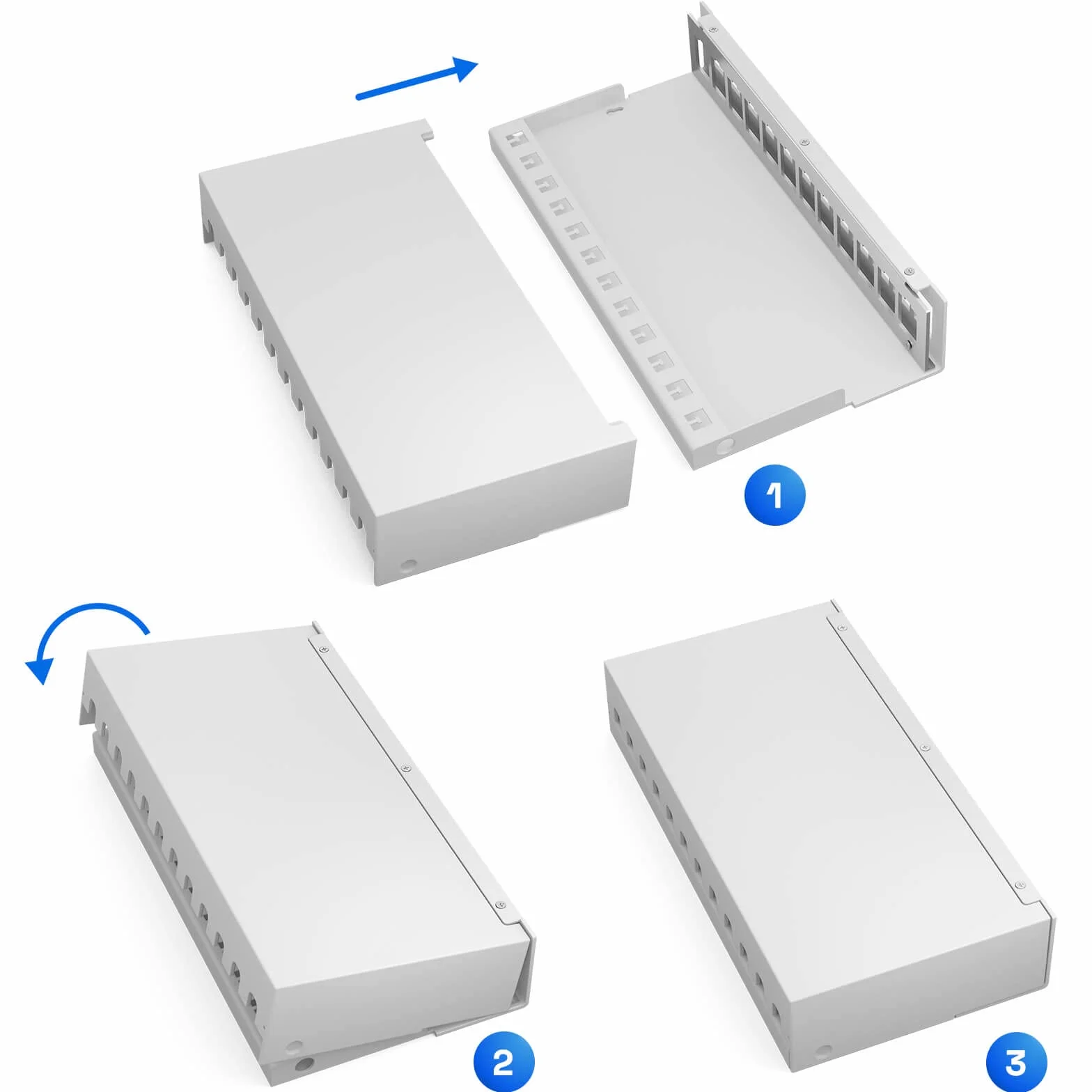 HB-DIGITAL Zestaw: 12-portowy panel krosowy obudowa do modułów Keystone + 12 x Cat.8 Keystone RJ45 gniazdo Jack do instalacji sieciowej kompatybilne z kablem instalacyjnym LAN Ethernet | Jasnoszary
