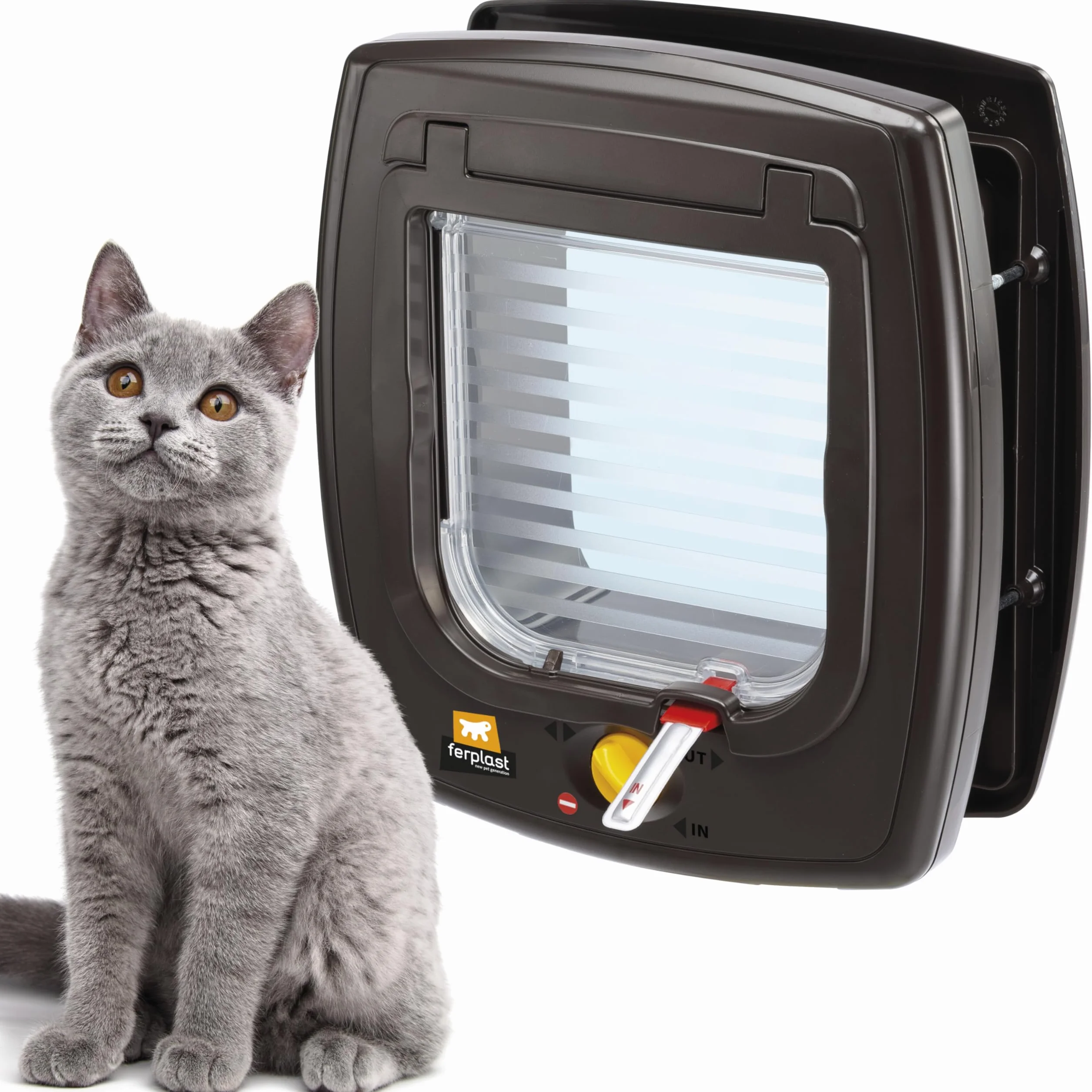 Ferplast Gattaiola con sistema magnetico SWING 7 Portina basculante per gatti, Installazione universale, Entrata e uscita controllabile 4 vie, Sistema di protezione contro le correnti d'aria, Collare