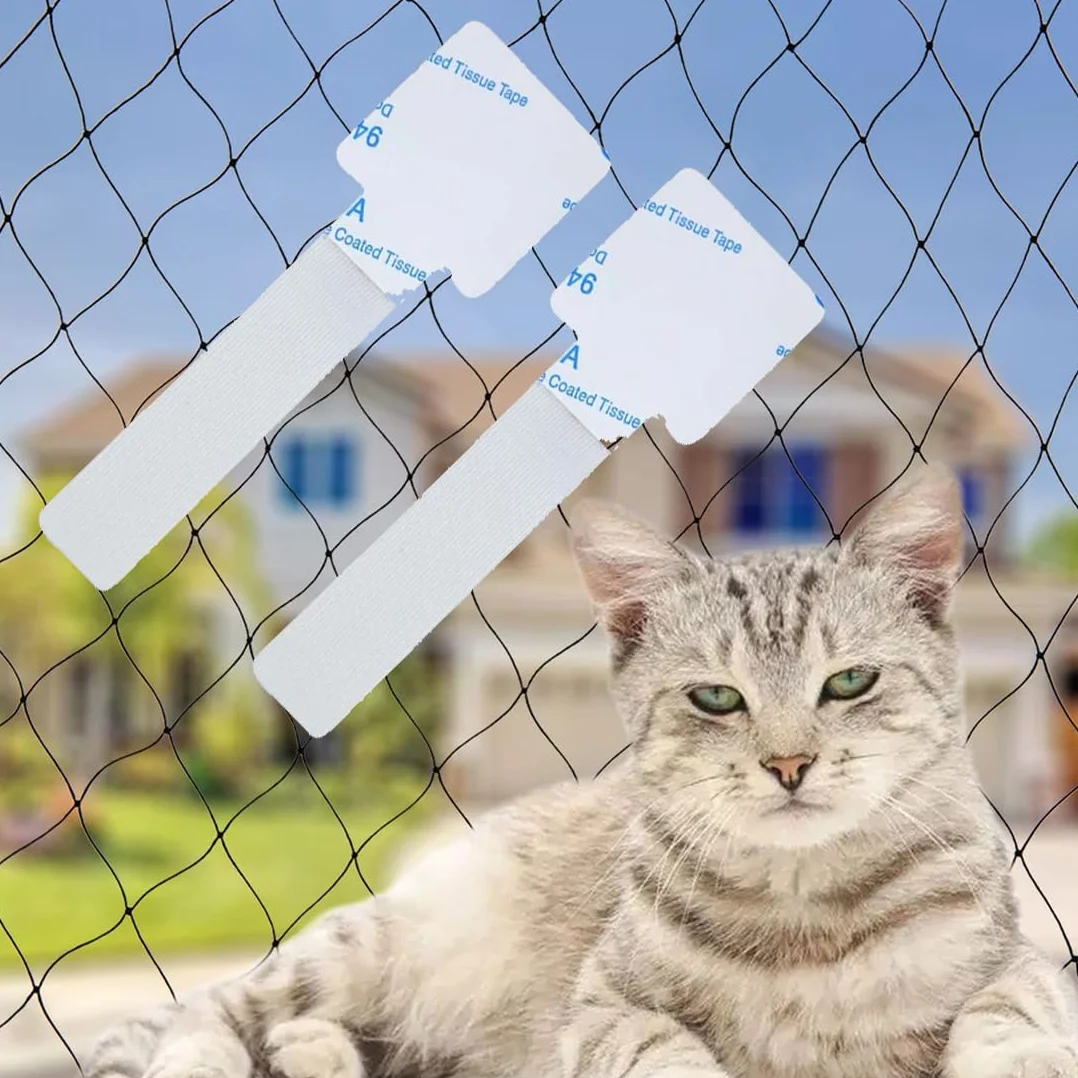 WeddHuis 50 szt. Zewnętrzna siatka ochronna dla kota na balkon bez wiercenia, siatka dla kotów, siatka na balkon, siatka na okno dla kotów, siatka balkonowa na zewnątrz