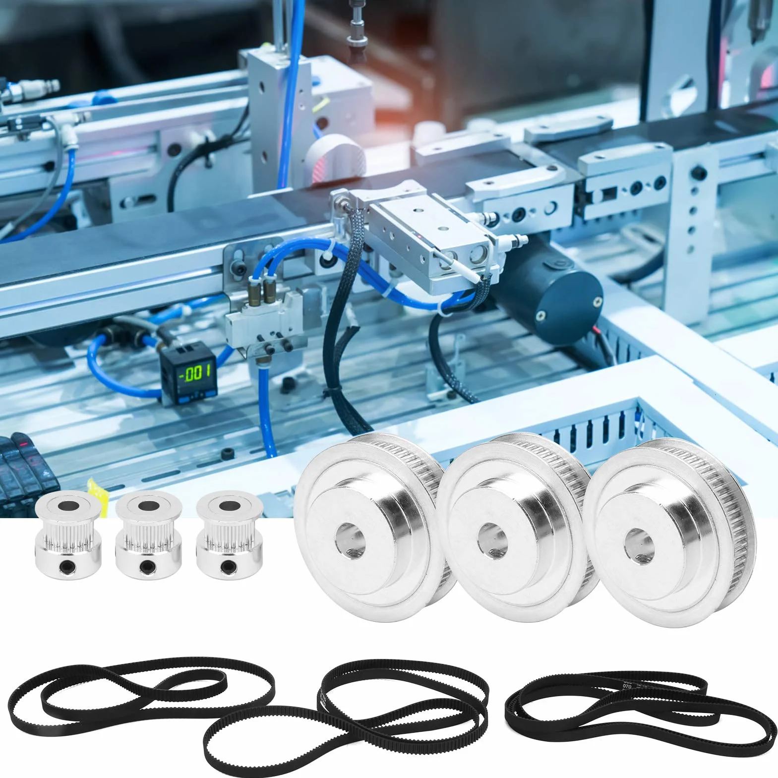 Stop aluminium 3 zestawy synchroniczne koło zębate z otworem rozrządu CNC napęd mechaniczny zestaw pasów rozrządu akcesoria do drukarki 3D do frezowania/wiercenia