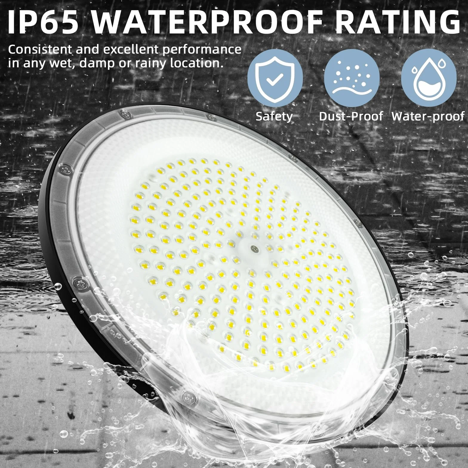 100W UFO LED High Bay Light, 15000 lm, 6000K zimna biel UFO LED lampa warsztatowa, wodoodporna lampa IP65, odpowiednia do fabryk, garaży i magazynów (1 opakowanie, 100 W)