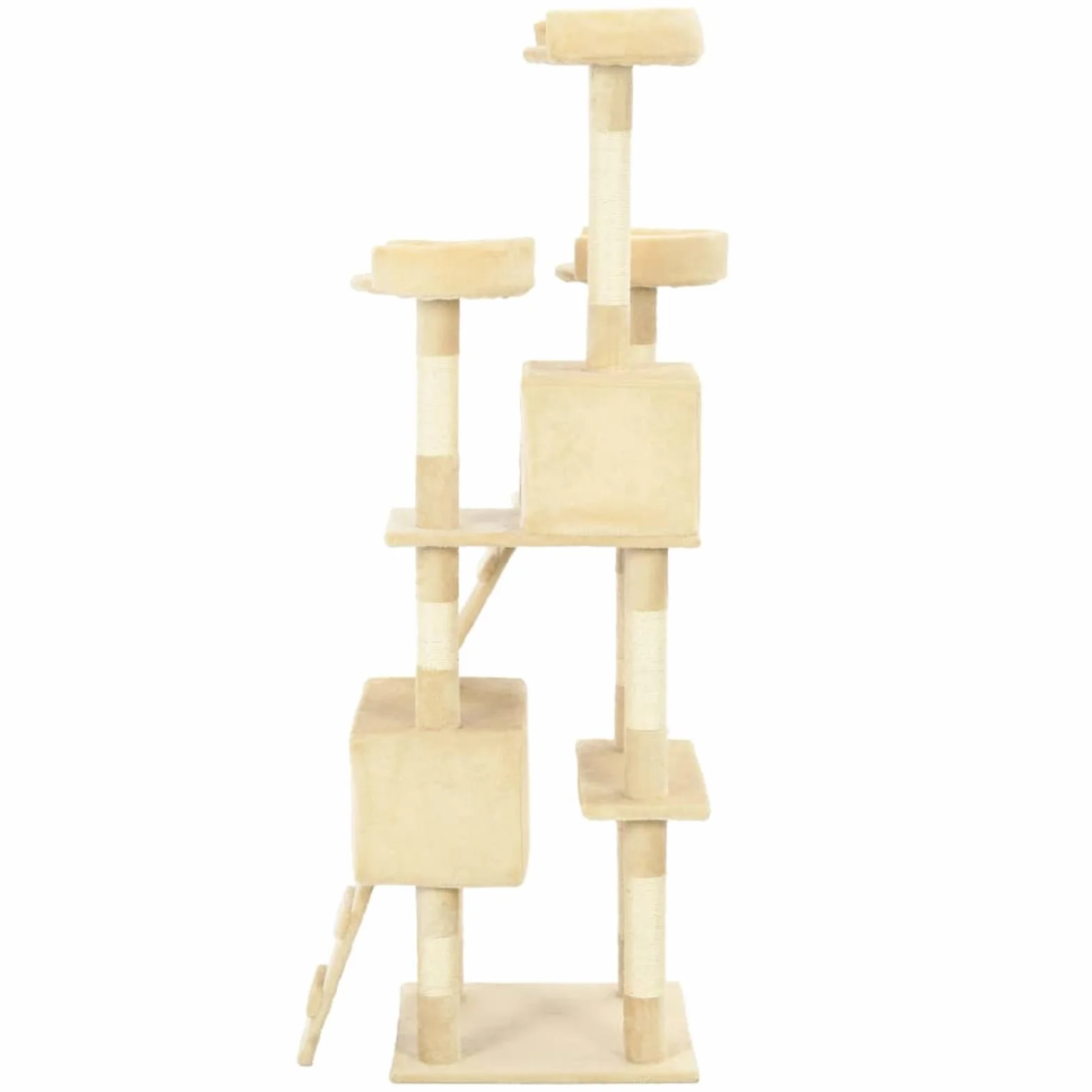 Drapak dla kota z sizalowym owinięciem i platformami widokowymi – beżowy, 170 cm wysokości, 50 x 50 x 170 cm, stelaż z płyty wiórowej – idealny do drapania, zabawy i odpoczynku