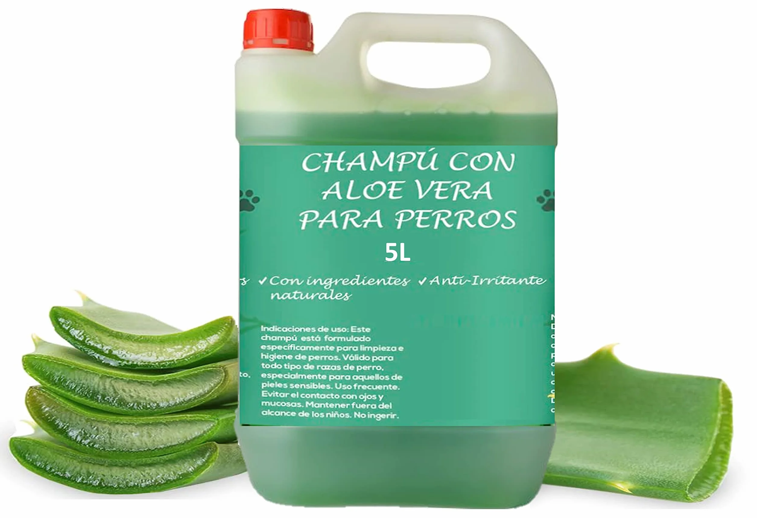 PLANTAWA Szampon dla psów Aloe Vera 5L, Bez alergenów, Bez parabenów, 100% Wegański, Idealny do problemów ze skórą, zapalenia skóry, skóry attopowej, wrażliwej skóry, naturalnych ekstraktów, bez izotiazolonów