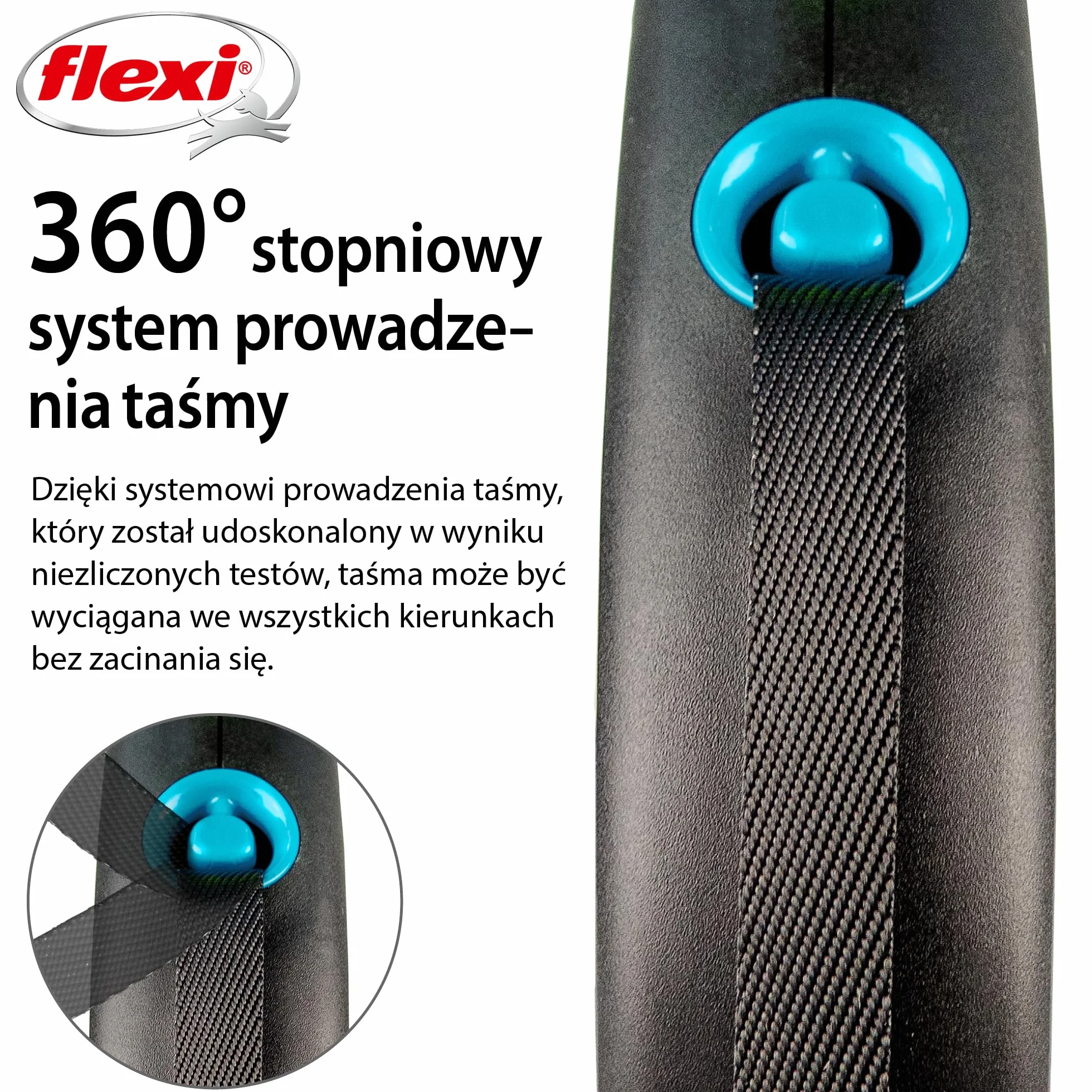 flexi smycz automatyczna Black Desing taśma L 5m niebieska