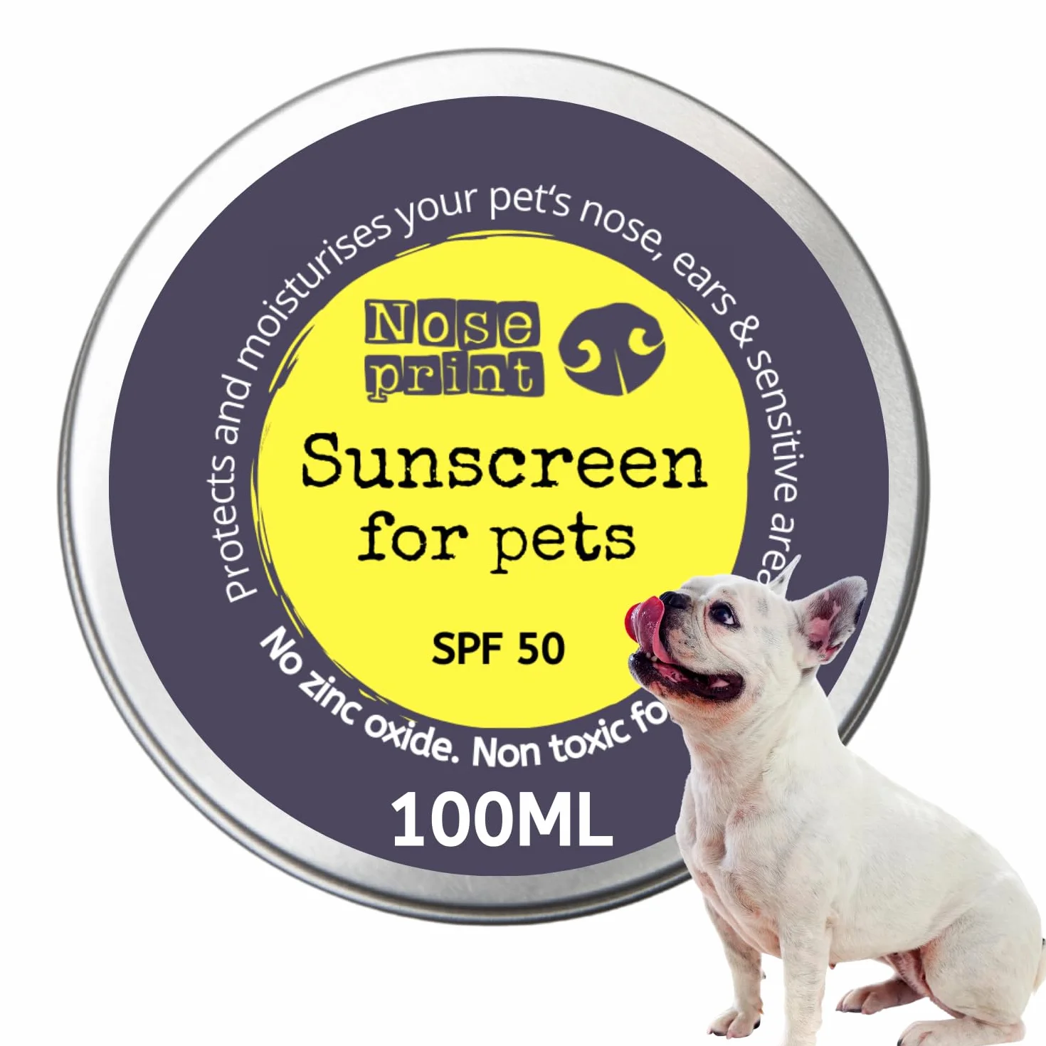 SPF 50 balsam chroniący przed słońcem dla zwierząt domowych, 100 ml, w puszce, nawilżający krem przeciwsłoneczny dla psów i kotów, nietoksyczna formuła, balsam do nosa i łap, ochrona przed