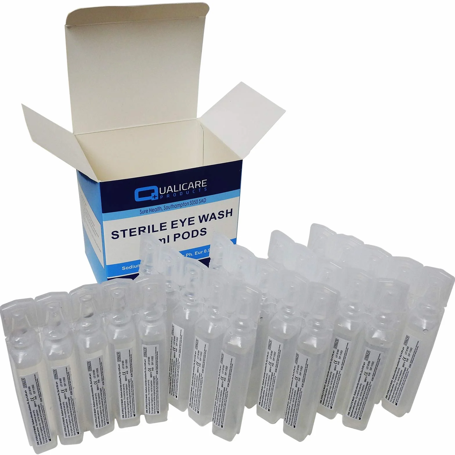 50 x 20 ml Qualicare apid płyn do mycia oczu w nagłych wypadkach roztwór chlorku sodu