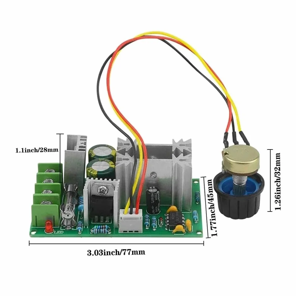 DollaTek Uniwersalny przełącznik regulatora prędkości silnika DC 10-60 V 20 A PWM HHO RC