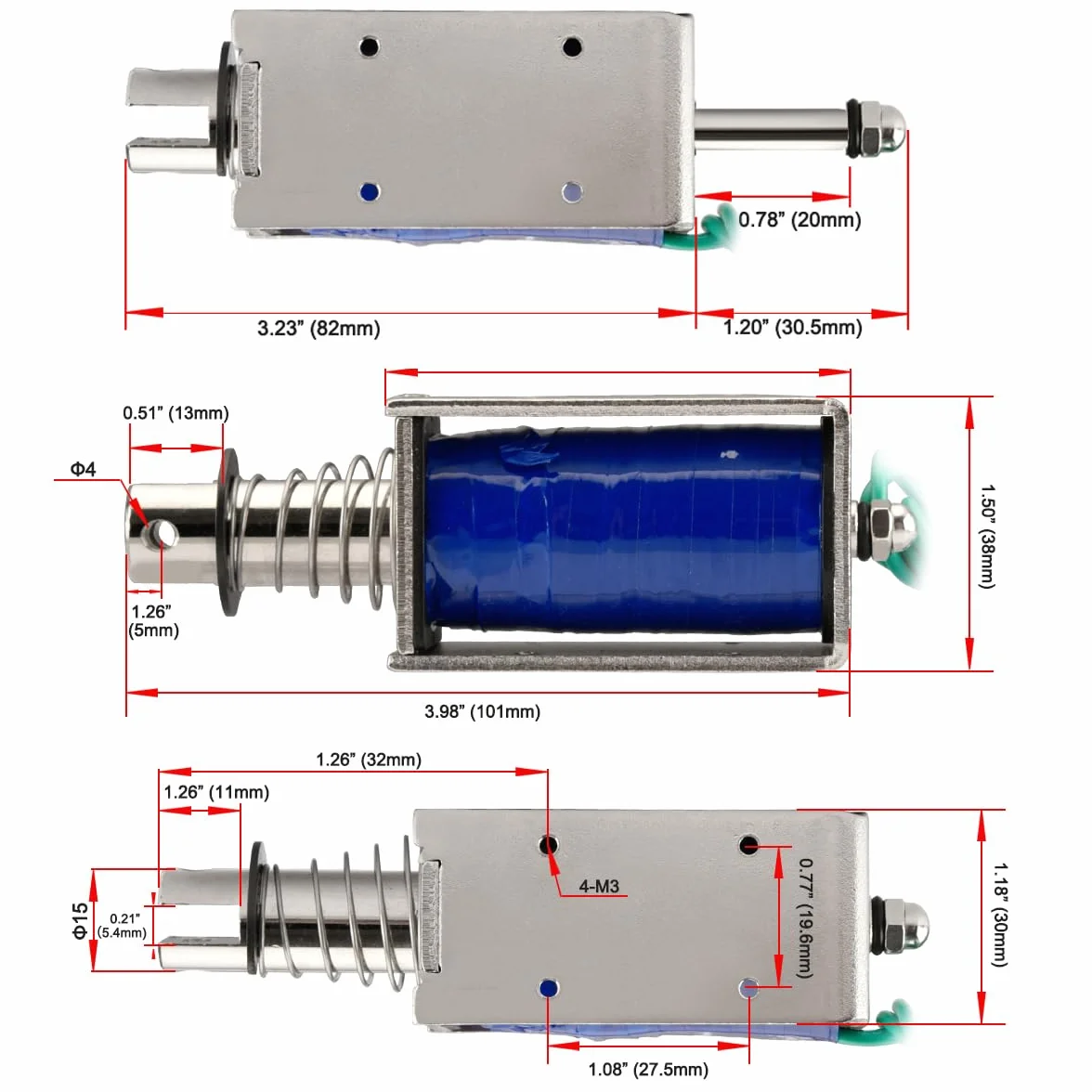 Heschen Elektromagnes HS-1564B DC12V 3A skok 20 mm siła 60N Push Pull otwarta rama