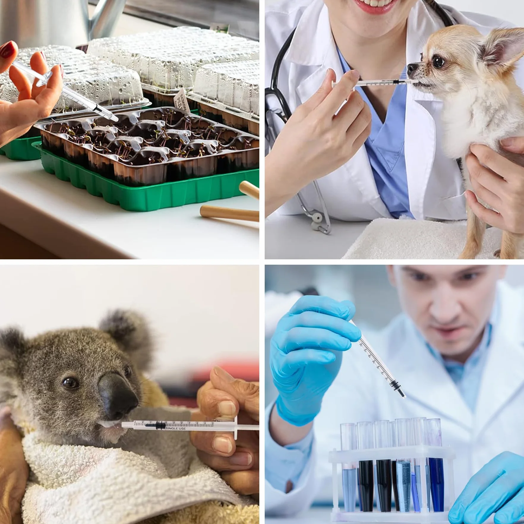 50 szt. 1 ml plastikowe strzykawki z nakrętkami bez igły Strzykawka do napełniania i pomiaru płynów, laboratoria naukowe, podlewanie roślin, karmienie zwierząt domowych, aplikator kleju