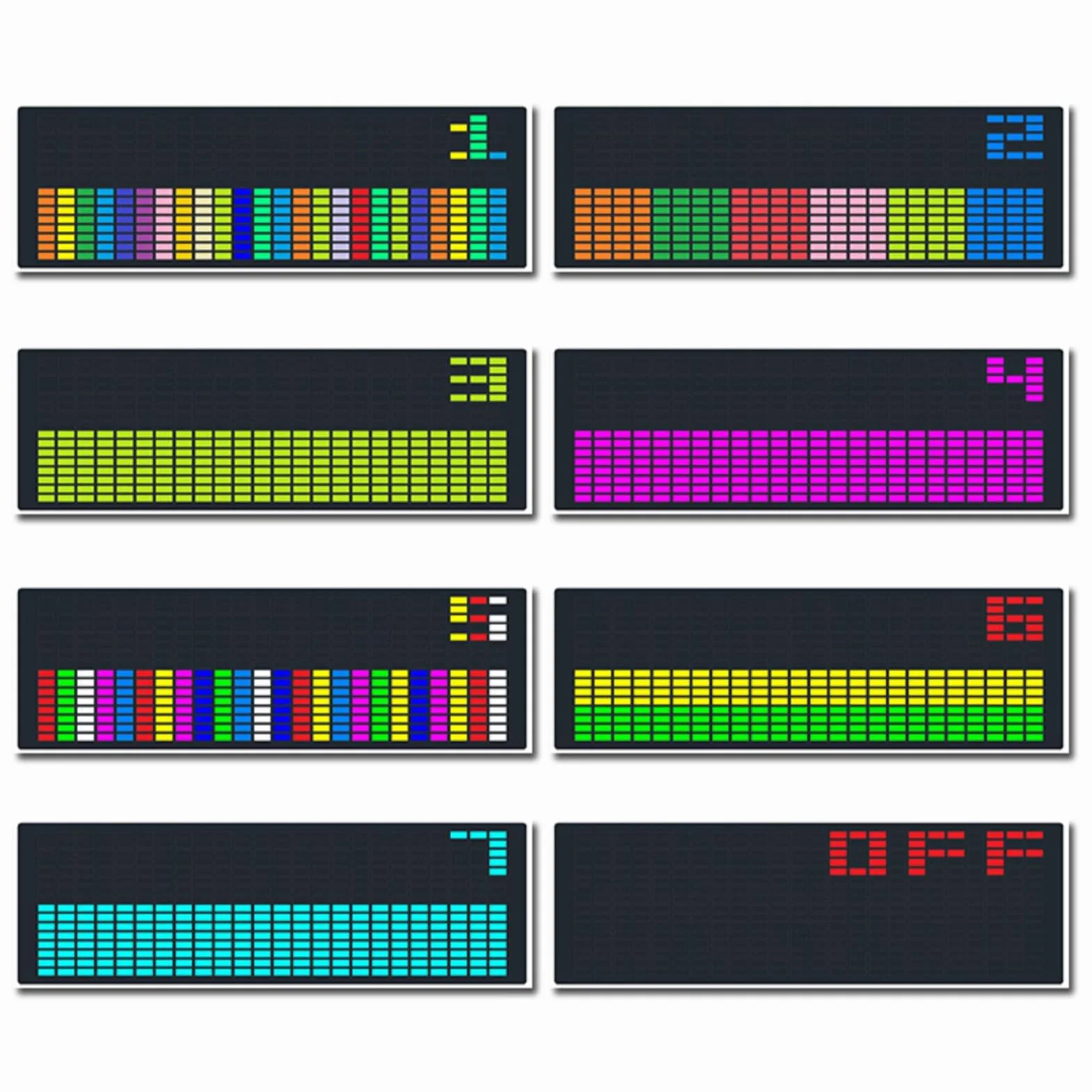 Wyświetlacz Widma Muzycznego, Analizator Muzyki LED, Analizator Widma Audio, Rhythm Light Level Sensor Clock Wyświetlacz, 12 Dynamicznych i 7 Efektów Kolorowych