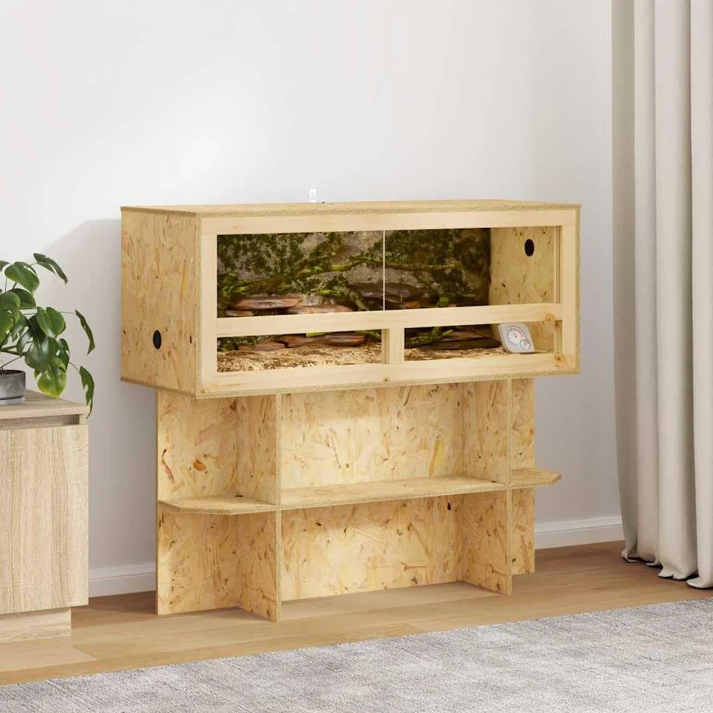 Podstawa terrariowa z regałem, brązowa, OSB 100 x 40 x 50 cm, trwała, dla gadów, płazów, brody, węża, gekonu, kameleona, żaby, jaszczurki, pająka, paludarium, wiwarium