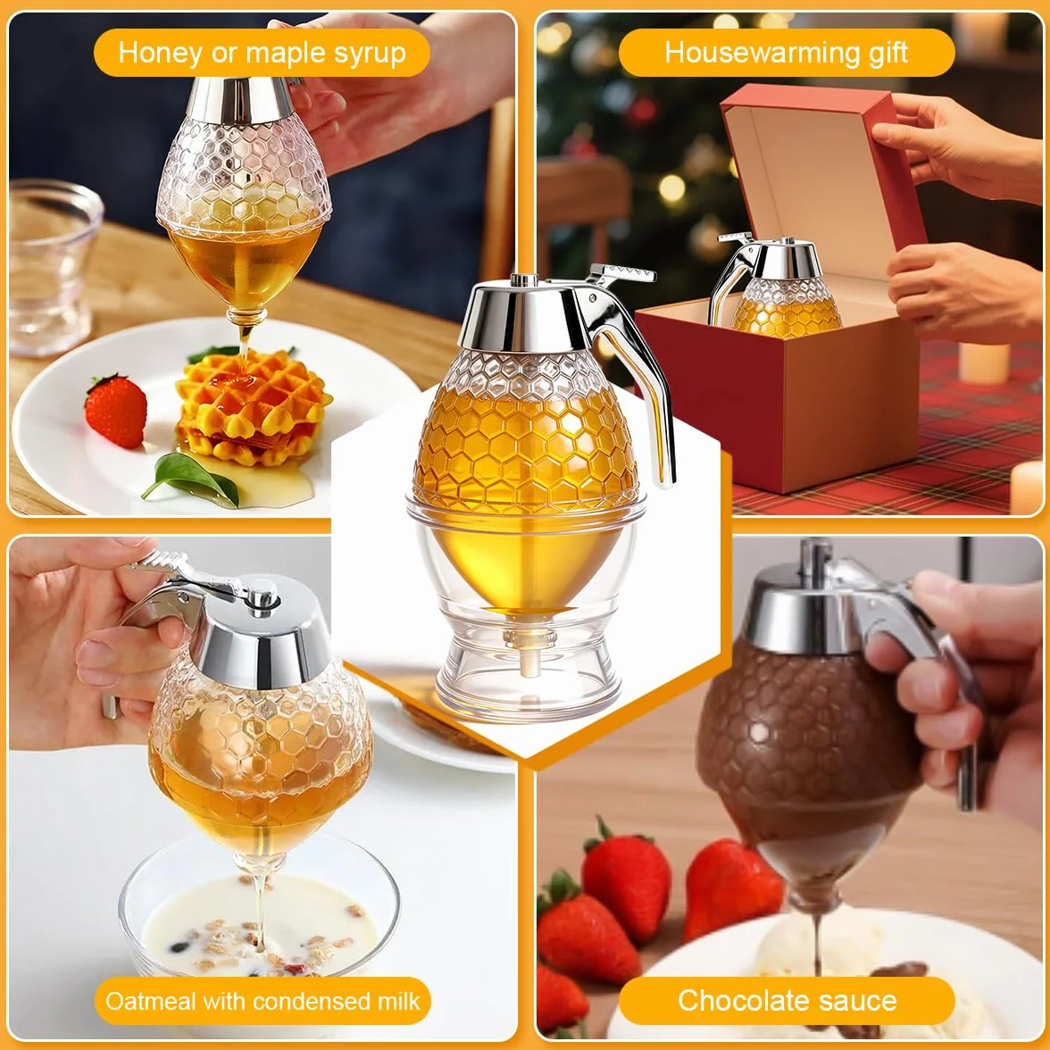 Dozownik miodu akrylowy 200 ml z uchwytem bez kapania