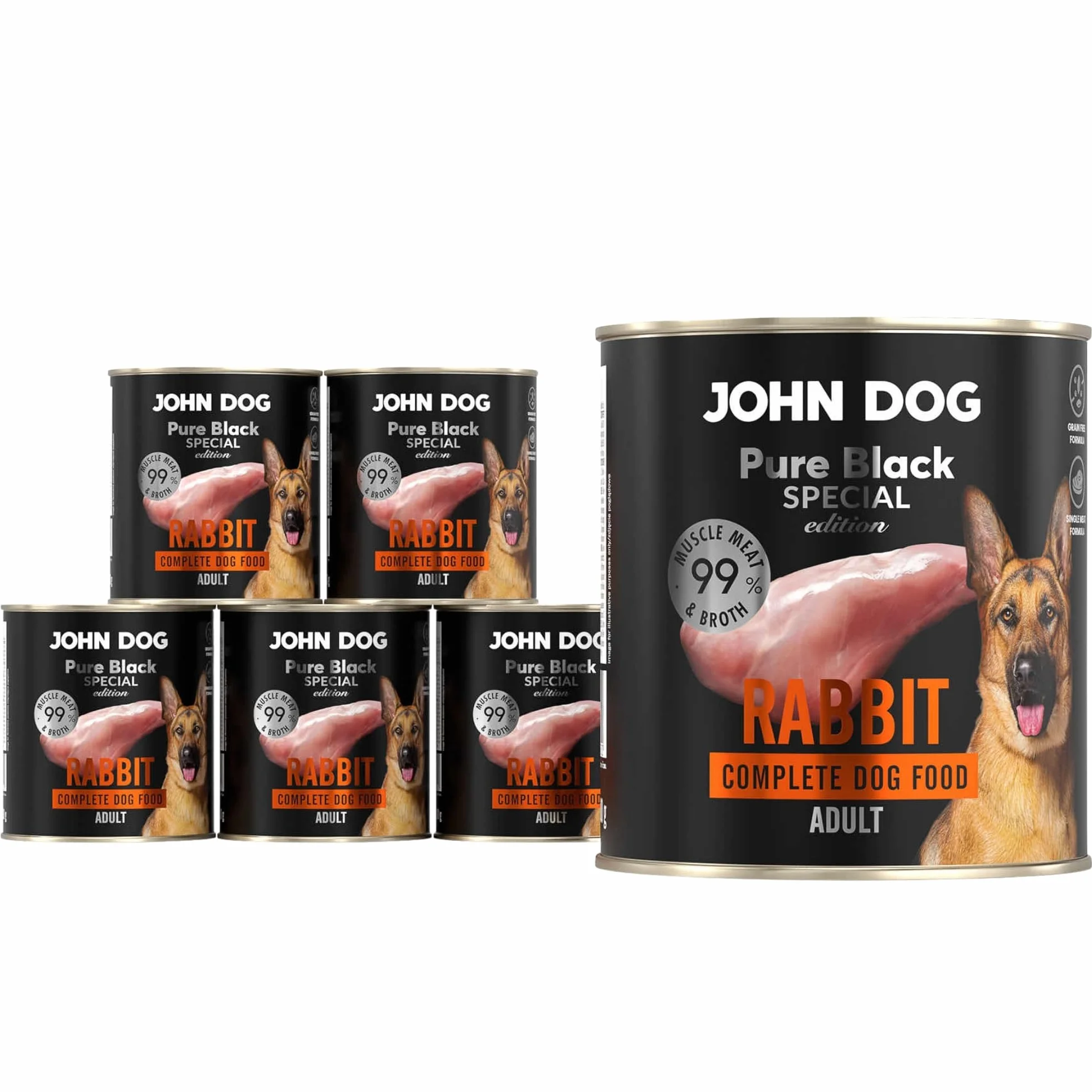 JOHN DOG KARMA MOKRA PURE BLACK SPECIAL EDT DOROSŁY KRÓLIK 99% 800g*6