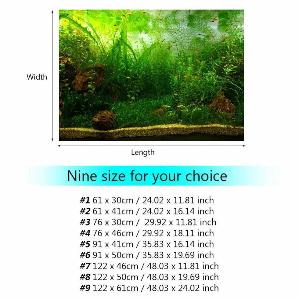Styl trawy wodnej akwarium akwarium plakat pogrubiony PCW samoprzylepna naklejka tło tapeta plakat akwarium tło dekoracja (61 x 30 cm)