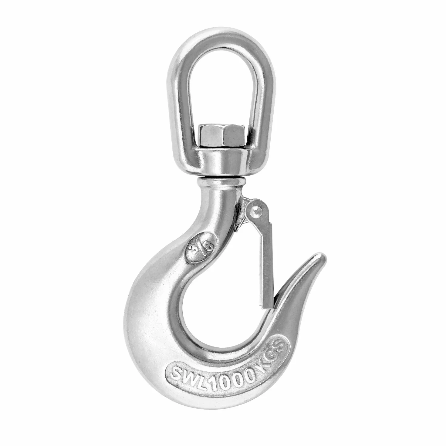 QWORK® Hak do podnoszenia dźwigu z zatrzaskiem, obrotowy haczyk na oczko, akcesoria do olinowania 1000 kg
