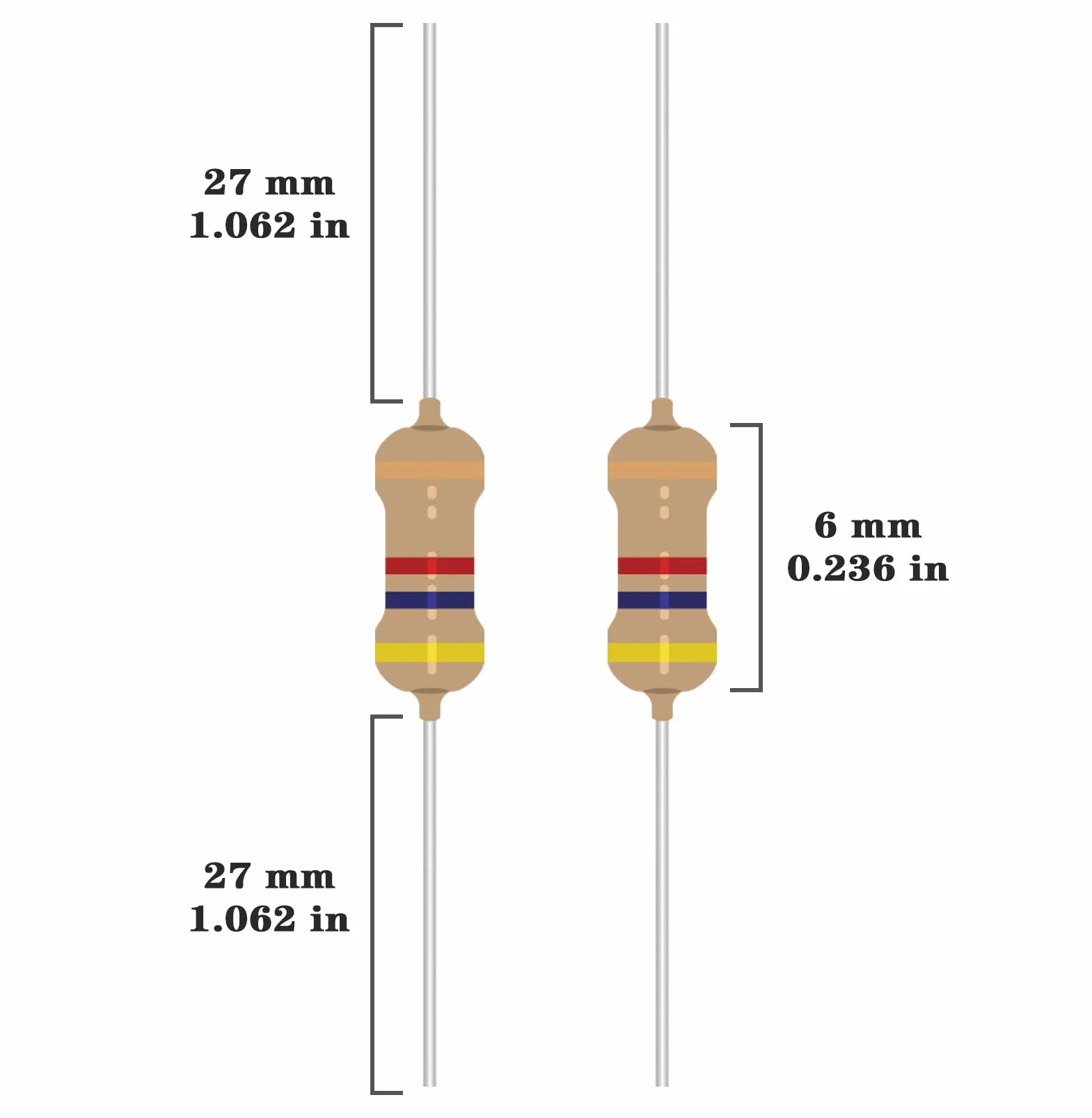 Rezystory z folii węglowej 1/4W 0 Ohm do 10M Ohm ±5% Zestaw 50 sztuk