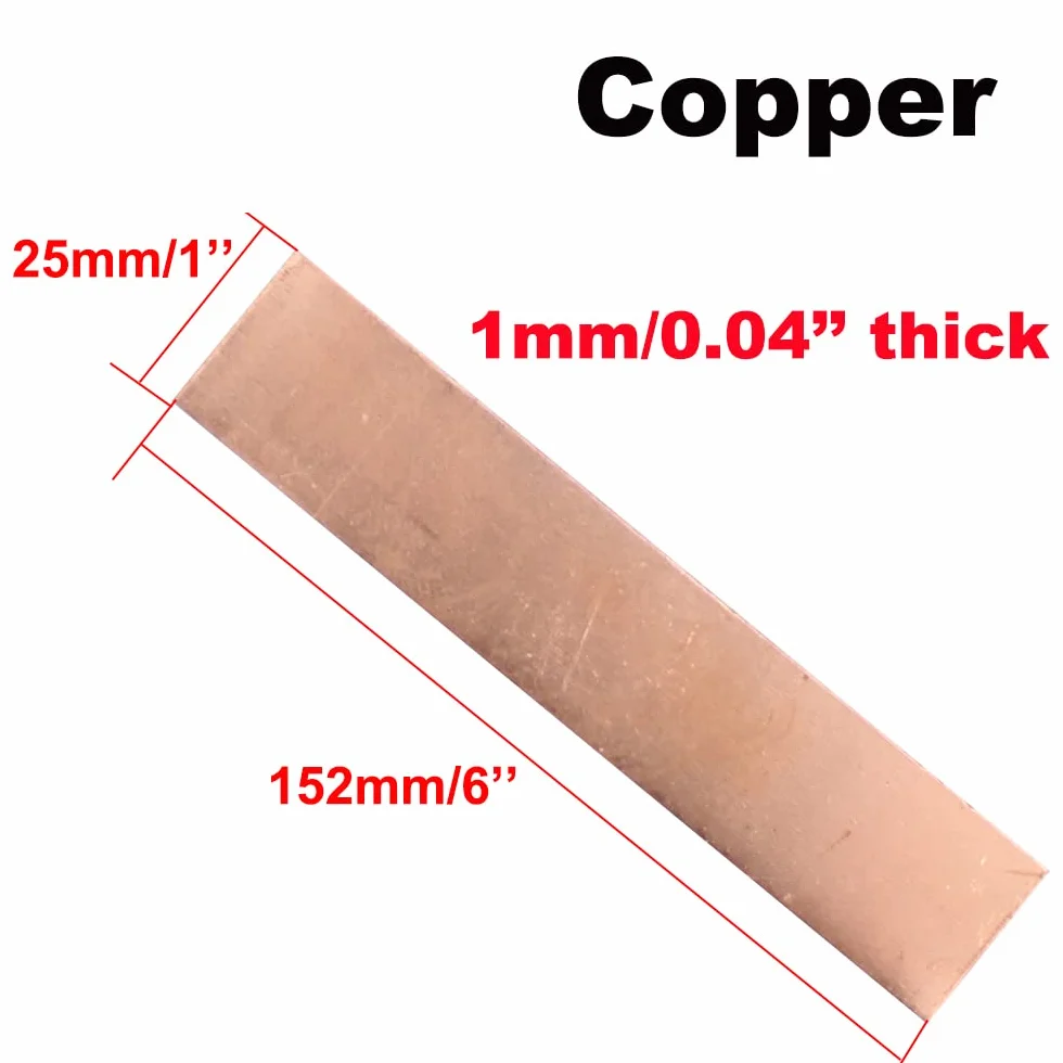 Zestaw arkuszy anodowych nikiel miedź cynk 25x152x1 mm do galwanizacji