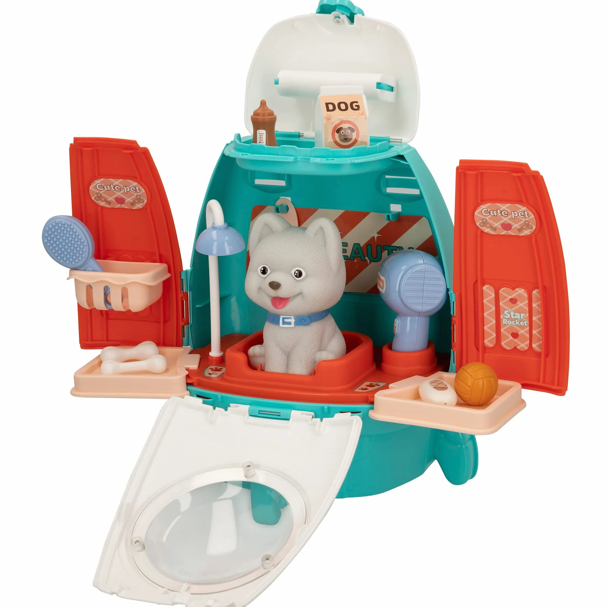 COLORBABY 49704 Plecak fryzjerski dla psów 2 w 1 ze zwierzakiem / walizka weterynaryjna / zestaw weterynaryjny, zestaw weterynaryjny / salon piękności dla psów