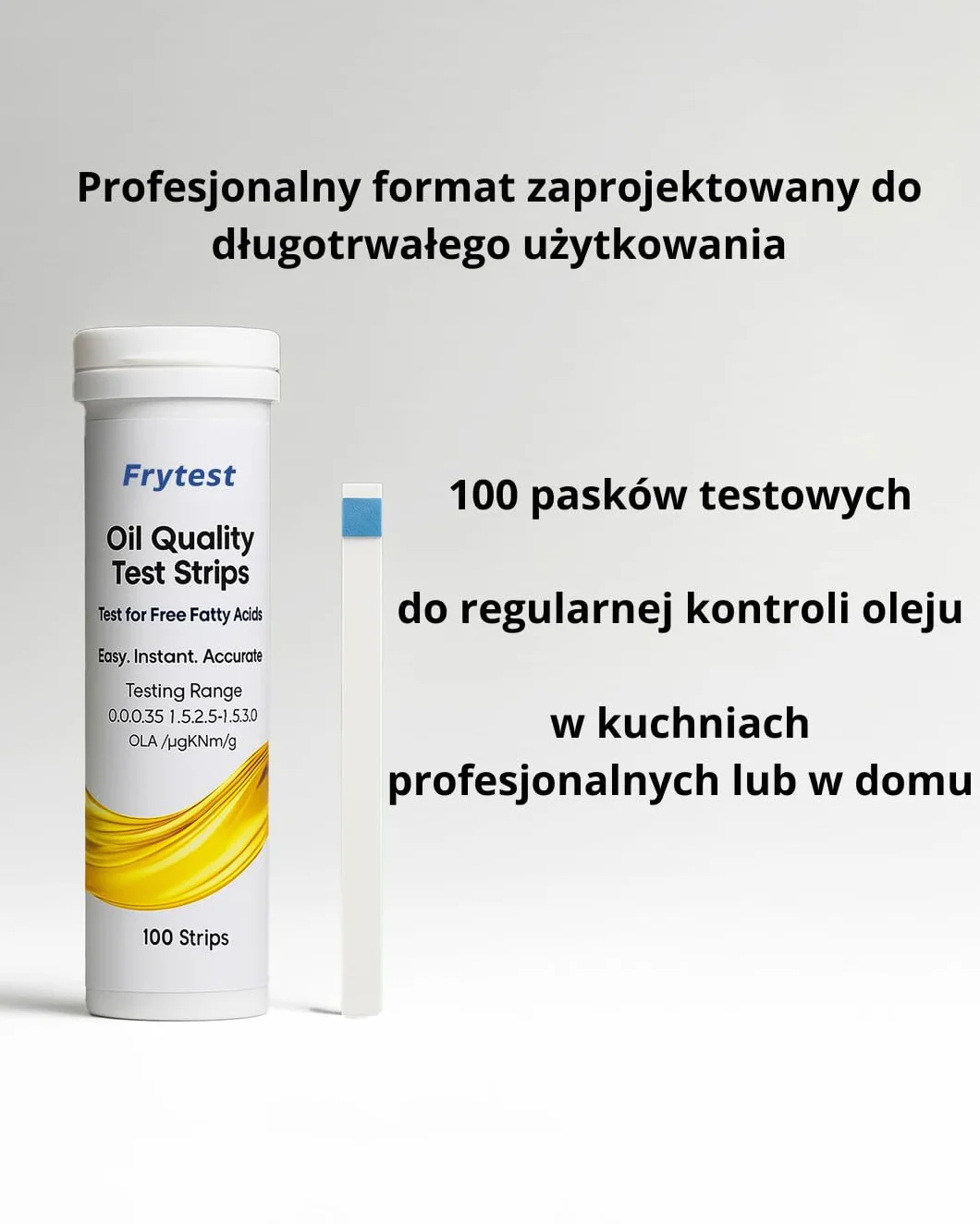 Paski Testowe Oleju do Frytury FFA – Kontrola Jakości Oleju do Gastronomii i Kuchni – HACCP – 100 Pasków – Produkcja Certyfikowana ISO 9001