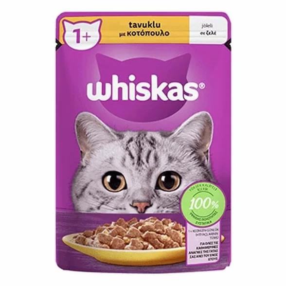 WHISKAS Mokra karma w galarecie dla dorosłych kotów 28 x 85 g z kurczakiem