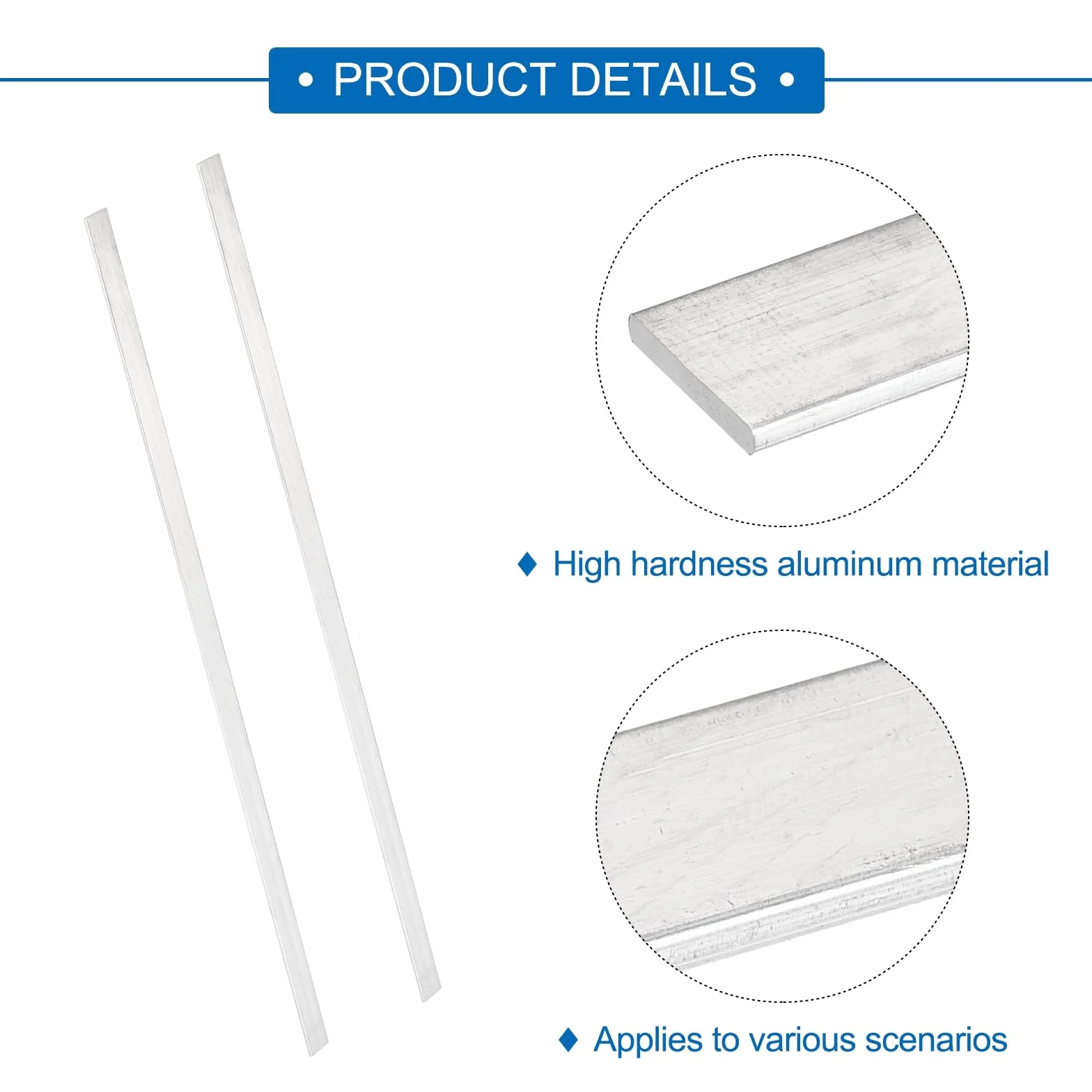 QUARKZMAN 6 sztuk kwadratowych płaskich prętów aluminiowych 6061, 1 mm x 10 mm x 305 mm
