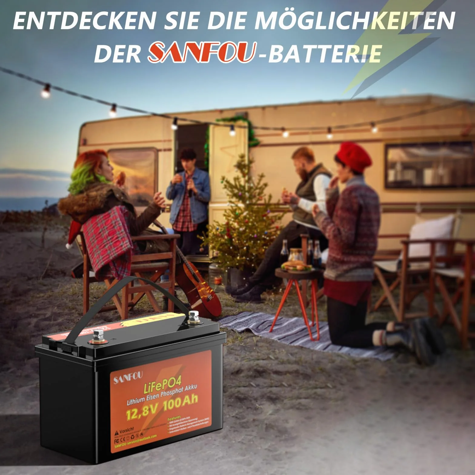 Akumulator LiFePO4 12 V 100 Ah, akumulator litowy 1280 Wh z 100 A BMS, akumulator samochodowy 5000-15000 cykli, obsługuje 4S4P, idealny jako źródło zasilania do kamperów kempingowych