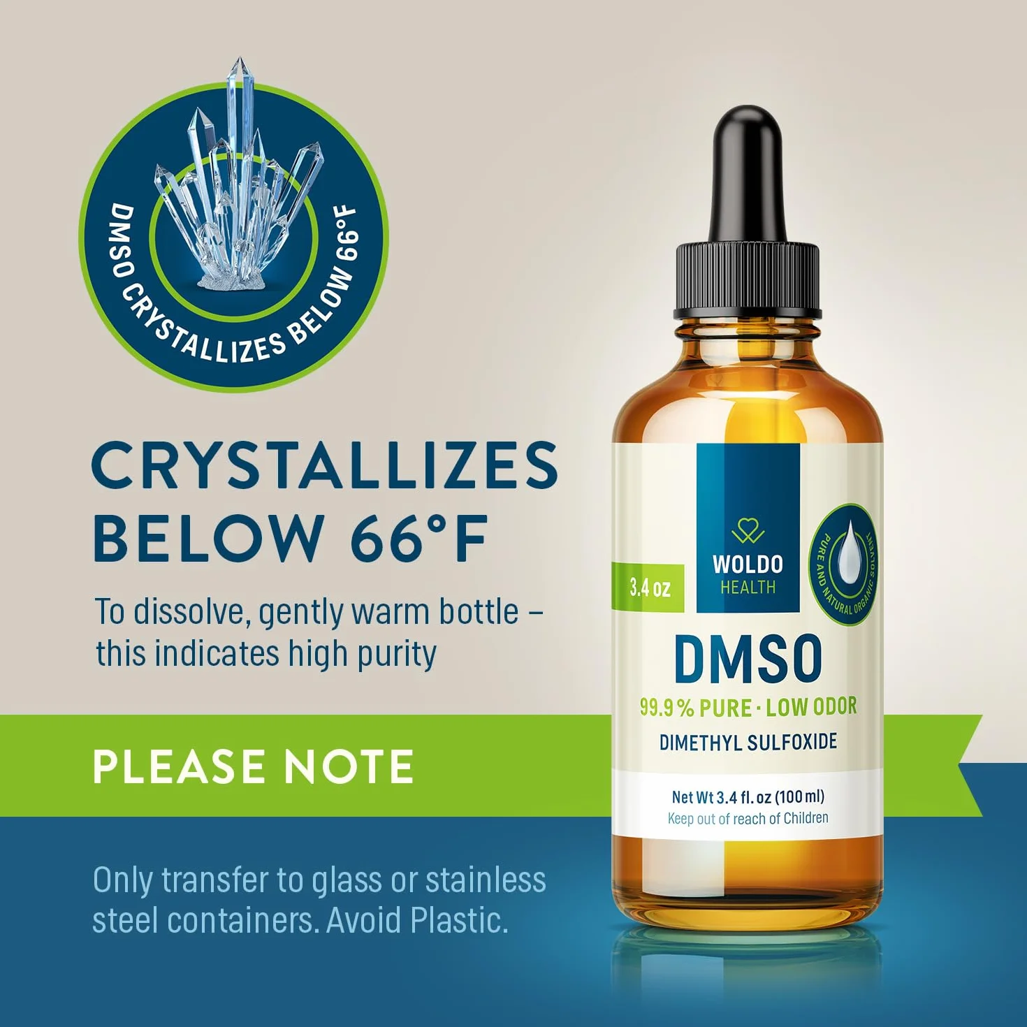 WoldoHealth DMSO 99,9% czystości dimetylosulfotlenek 100 ml jakość farmaceutyczna z pipetą