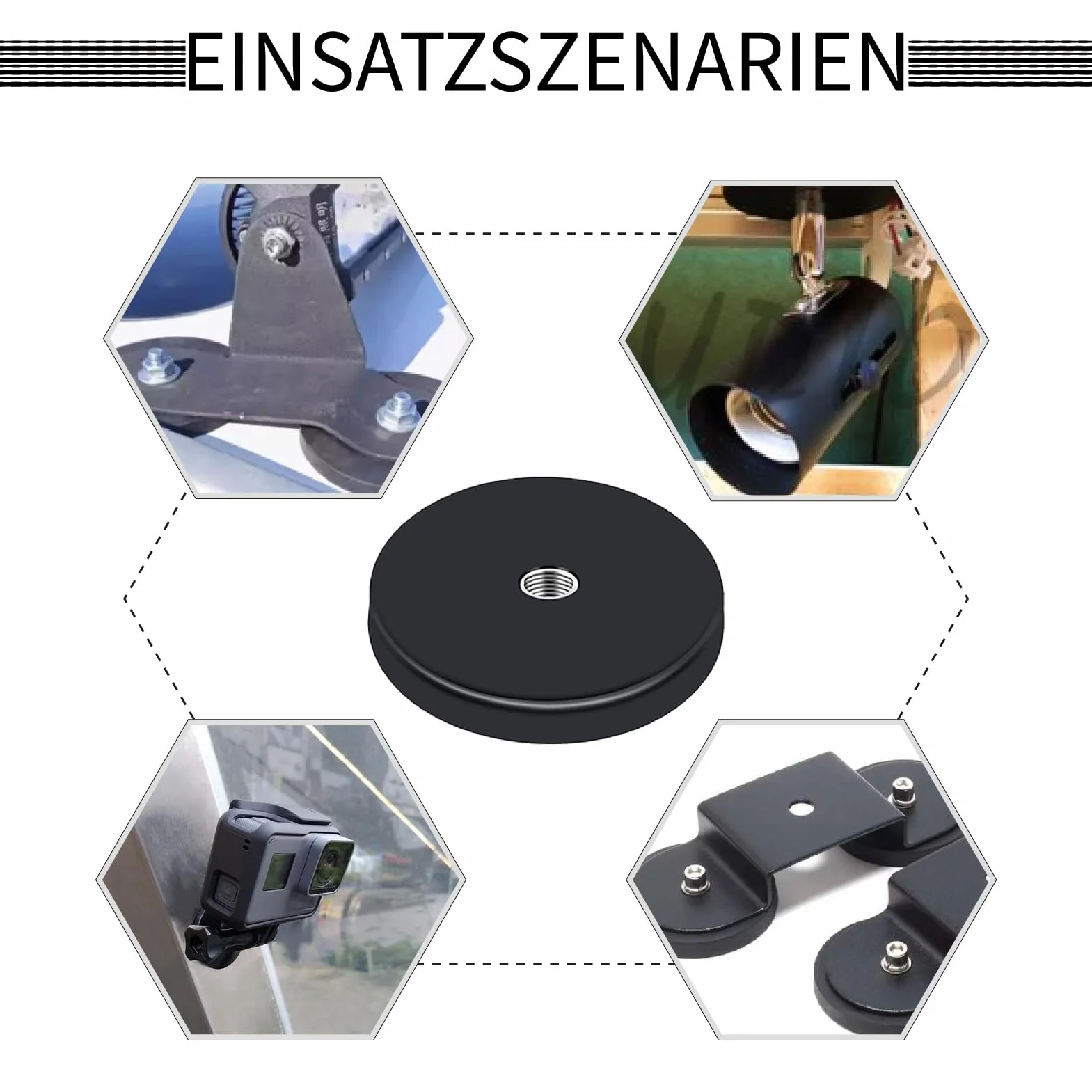 6 sztuk gumowanych magnesów neodymowych, okrągłe, gumowe magnesy z gwintem zewnętrznym M6, do śrub oczkowych lub śrub hakowych