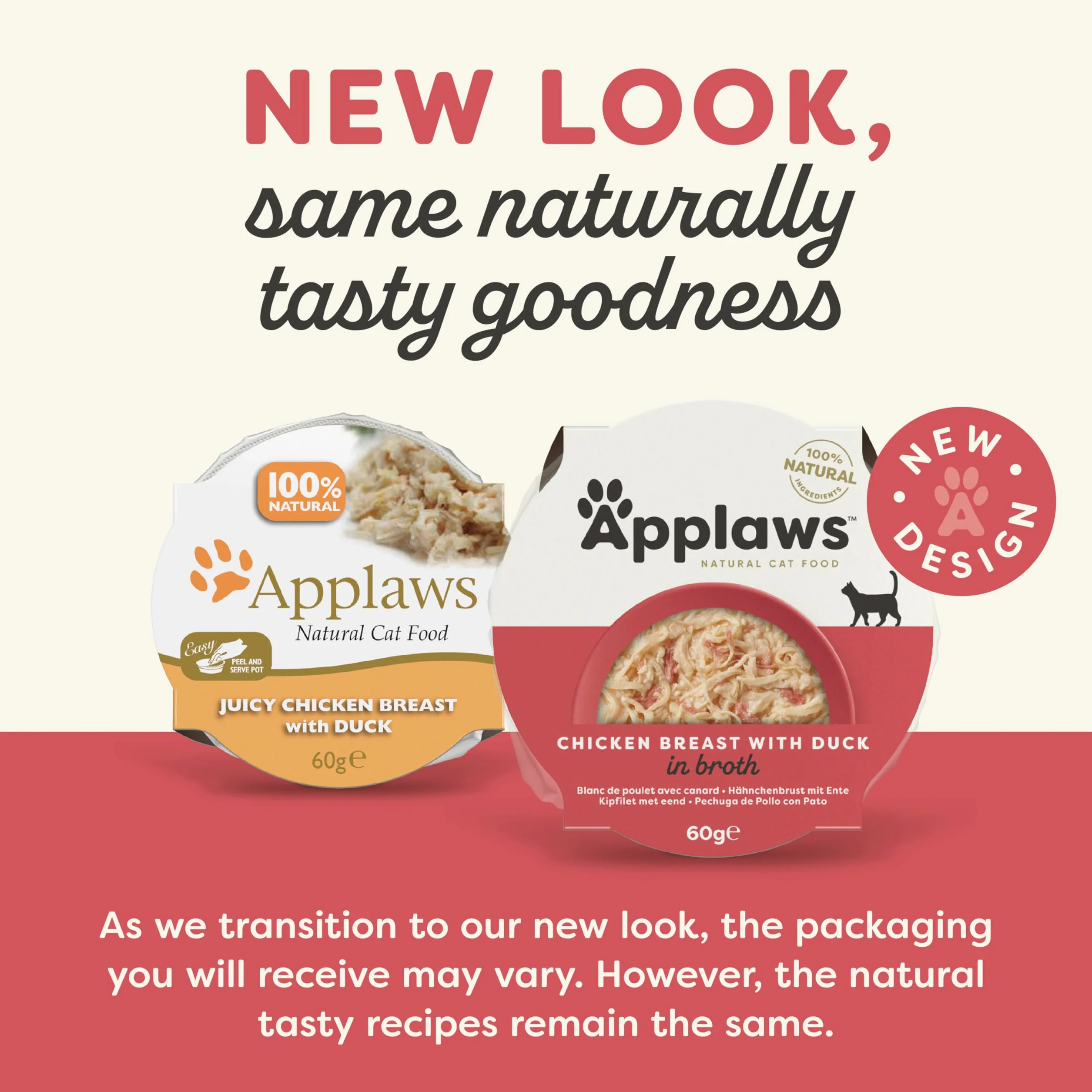Applaws 100% Natural Wet Cat Food, Chicken Breast with Duck in Broth Pot, 60g (Pack of 10)