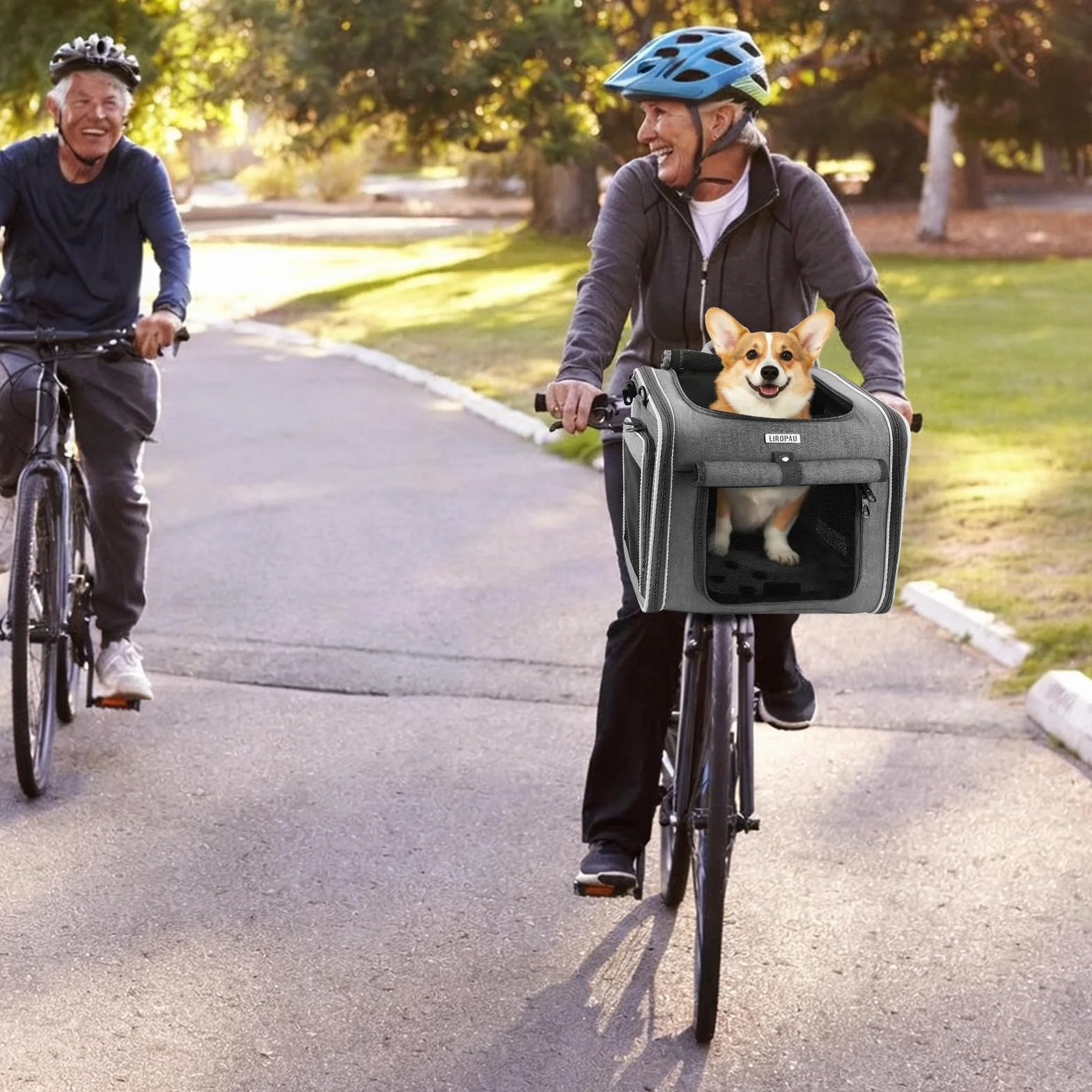 Kosz rowerowy dla psa, kosz rowerowy z przodu z 4 otwartymi drzwiami, okno z 4 siateczki, możliwość rozszerzenia, składany kosz rowerowy dla psów z przodu, dla małych i średnich kotów i psów