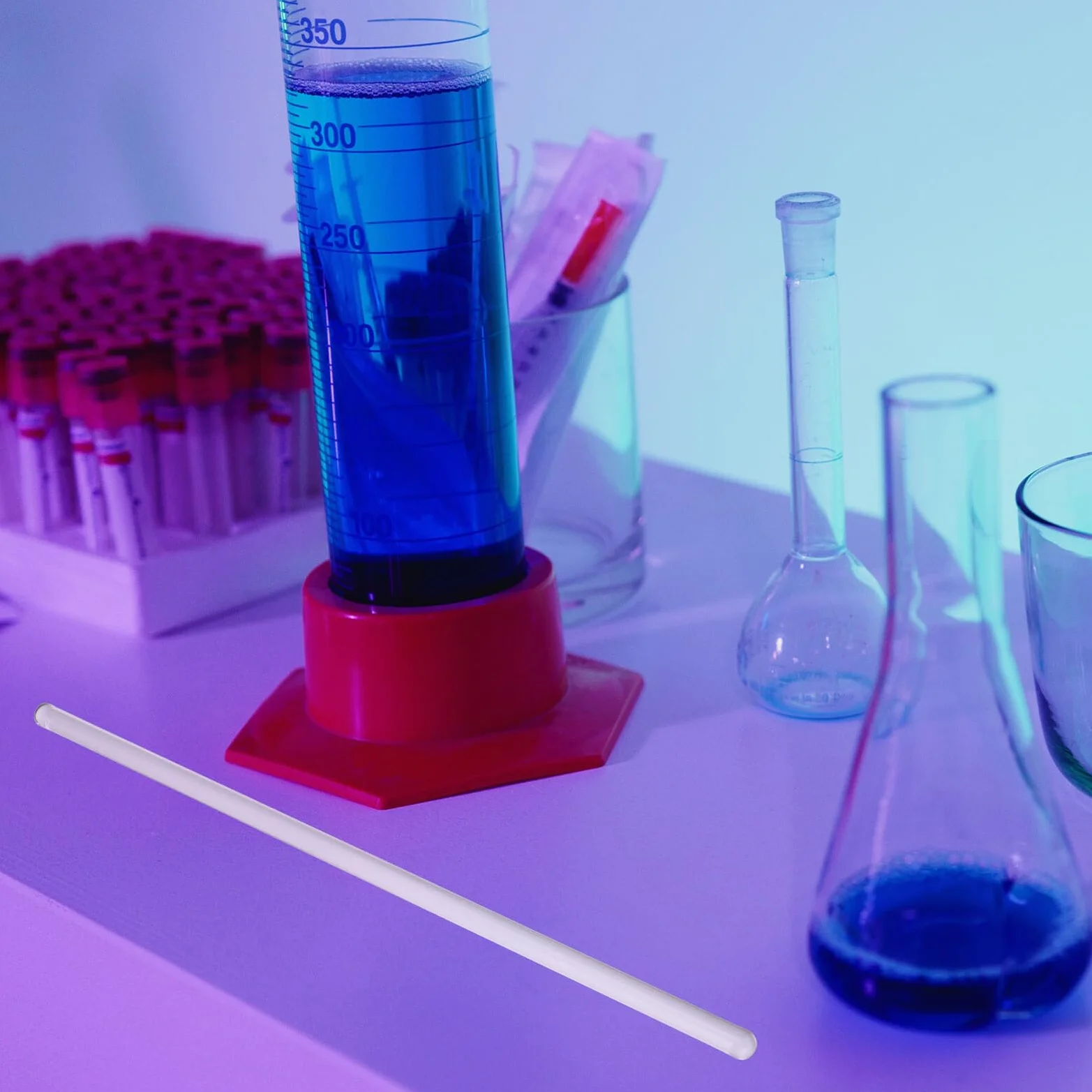 Mobestech 3kawałki Szklanych Prętów Do Mieszania Przezroczyste Narzędzia Laboratoryjne Do Mieszania i Rozpuszczania Cieczy z Zaokrąglonymi Końcami Trwałe i Solidne