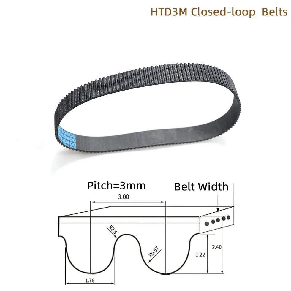 1 sztuk Arc HTD 3M pasek rozrządu C = 891 900 918 939 954 960 1005 1026 1050 1056 szerokość 6/9/10/12/15mm guma zamknięta pętla synchroniczny skok 3mm (Color : 3M 918(Teeth306), Size : 12mm)