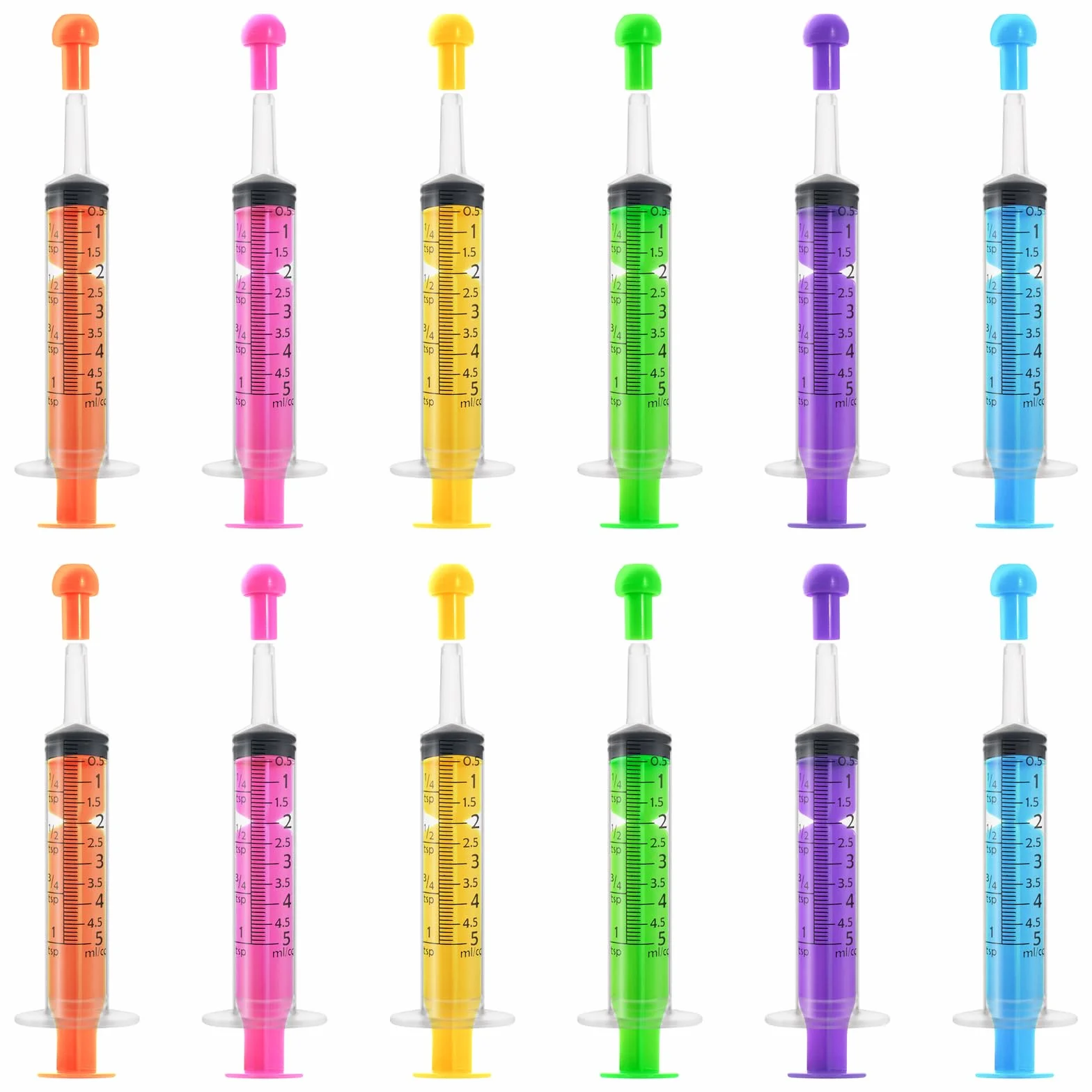 Strzykawka plastikowa 5 ml z pokrywką, strzykawka z siarą, mała strzykawka wielokrotnego użytku, strzykawka bez igły, strzykawka do pomiaru, dozowania, karmienia zwierząt, laboratorium (6 kolorów)
