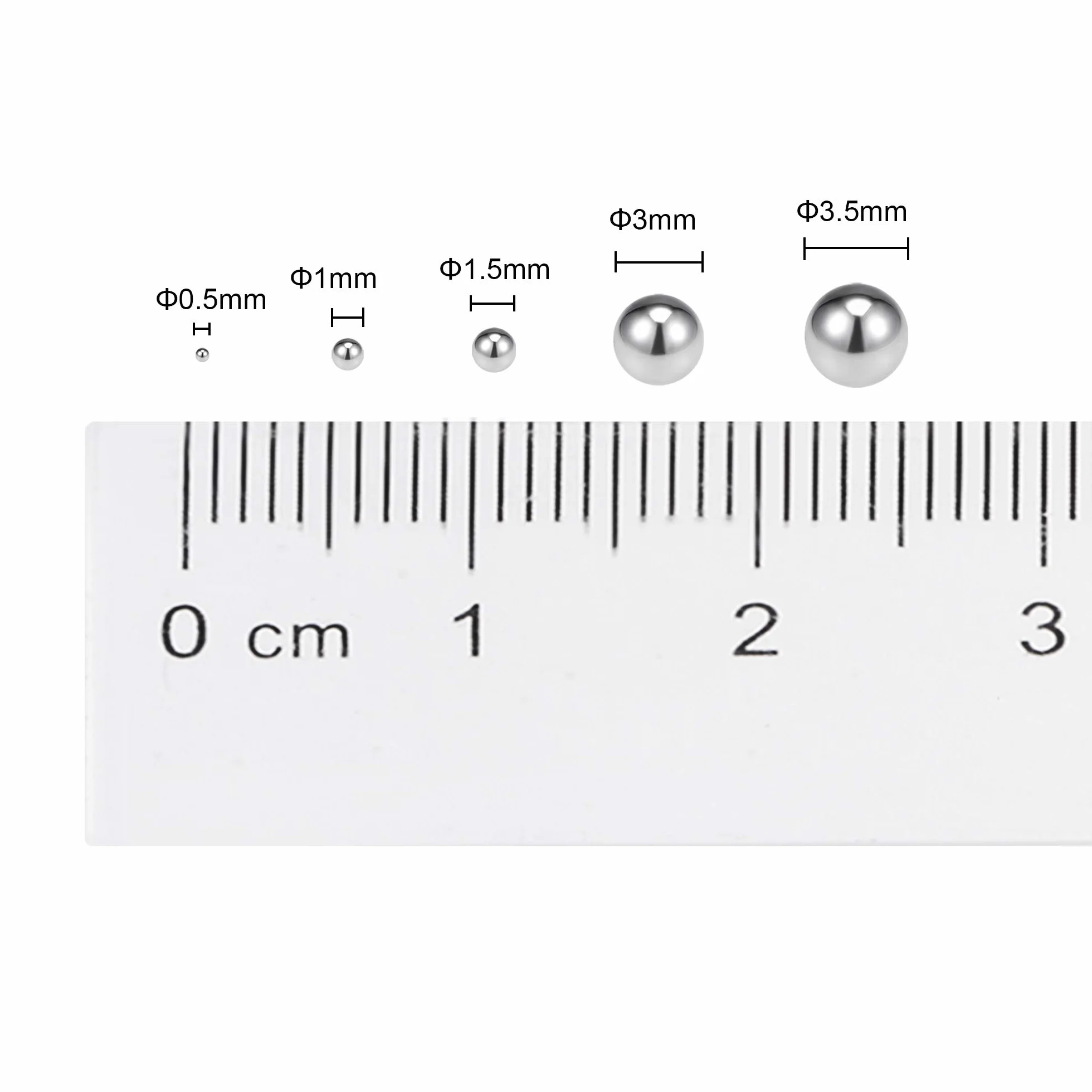 sourcing map Kulki łożyskowe G200 precyzyjne kulki 2 mm 5 mm ze stali nierdzewnej 304 3 mm (500 sztuk)