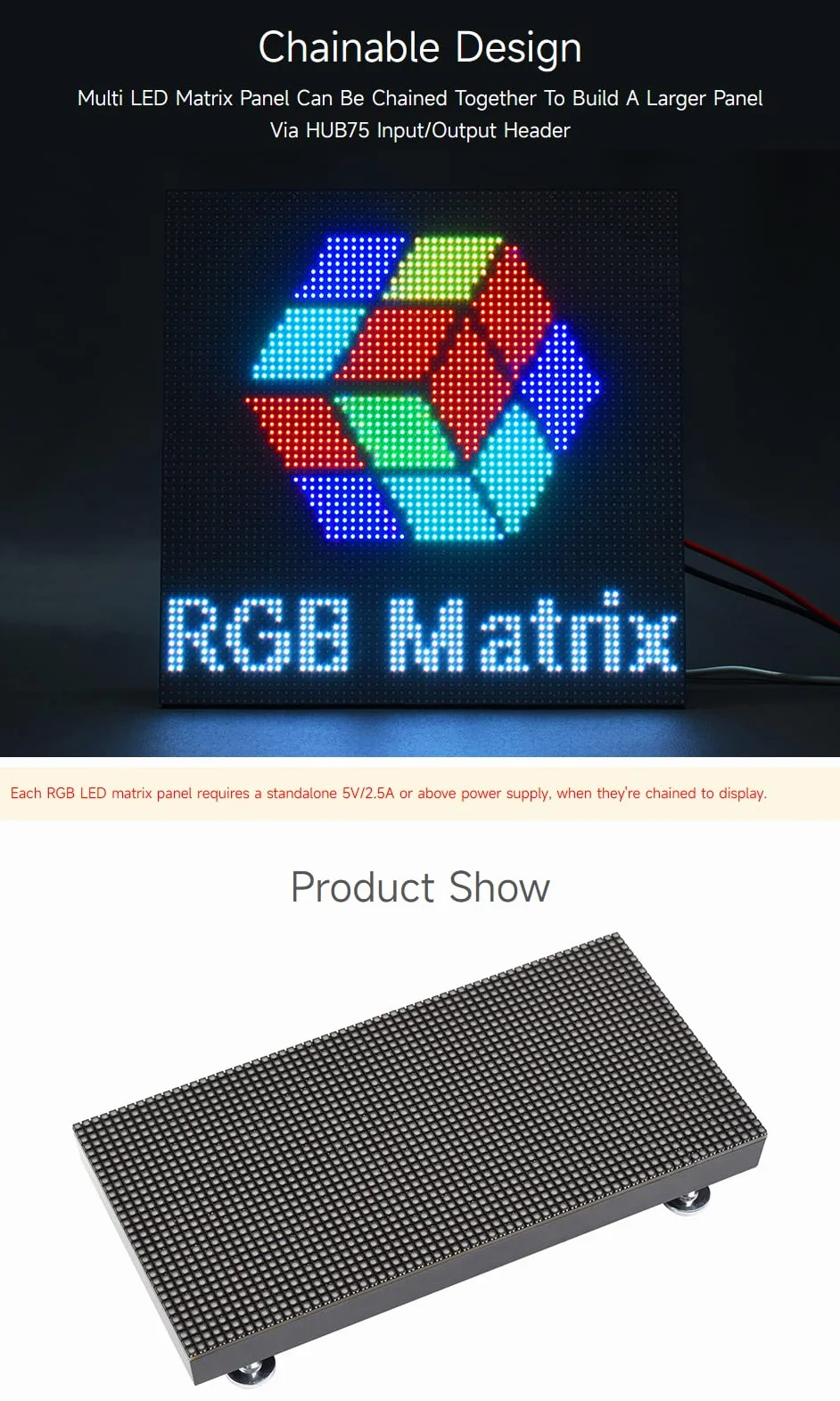 Waveshare RGB kolorowy panel matrycowy LED 2,5 mm podziałka 64 x 32 piksele regulowana jasność, kompatybilny z Raspberry Pi/Raspberry Pi Pico / ESP32