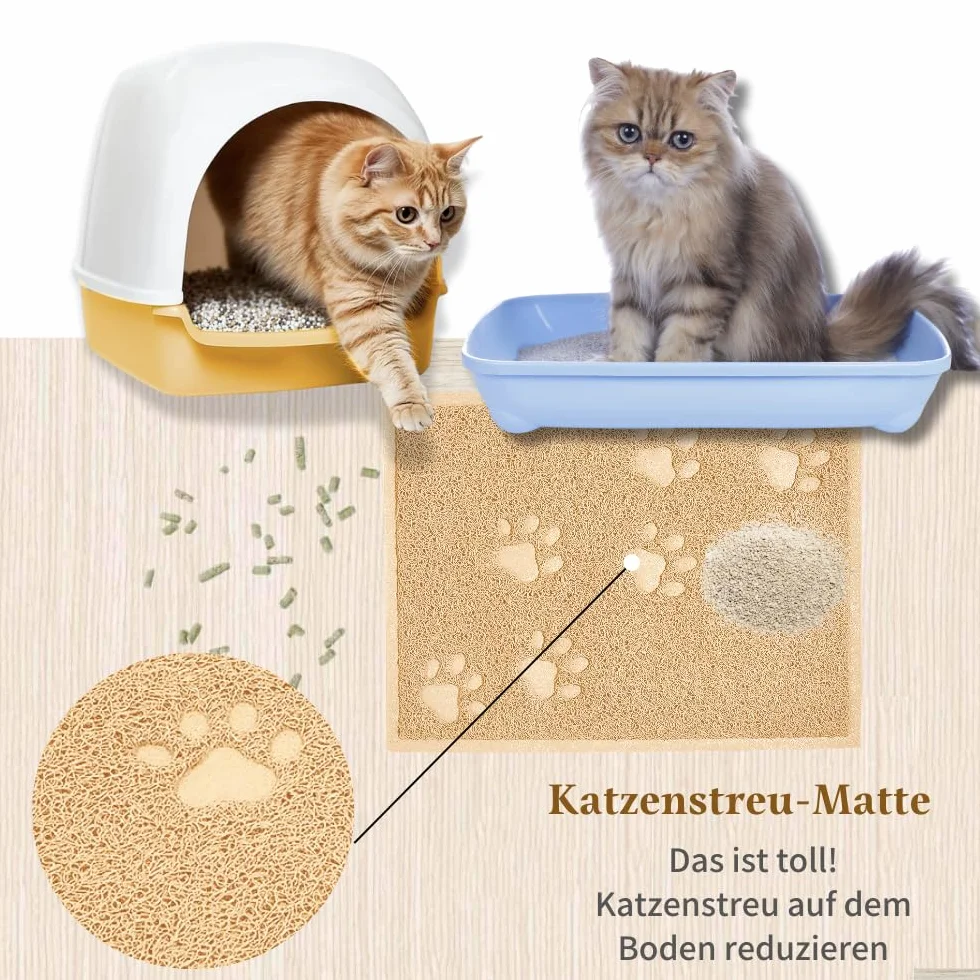 Mata do kuwety 40 x 30 cm wodoodporna antypoślizgowa podkładka do łapania żwirku dla kotów beżowa
