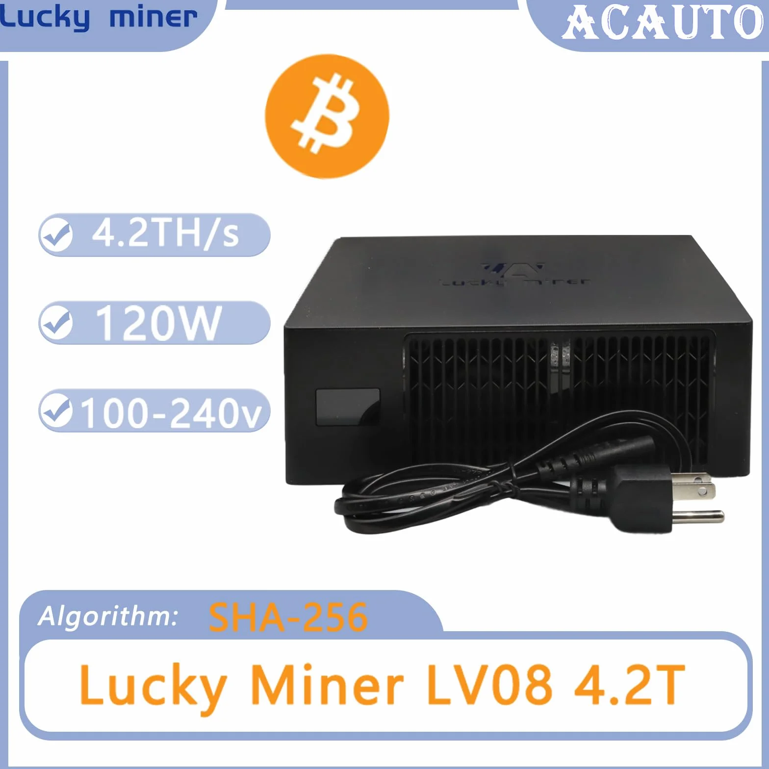 Lucky Miner LV08-120W Bitcoin Miner 4.2TH/s SHA-256 BM1366 ASIC Chip 2.4G WiFi, obsługuje 42 monety - BTC, BCH, BSV, dom/biuro i P2P/Solo Mining