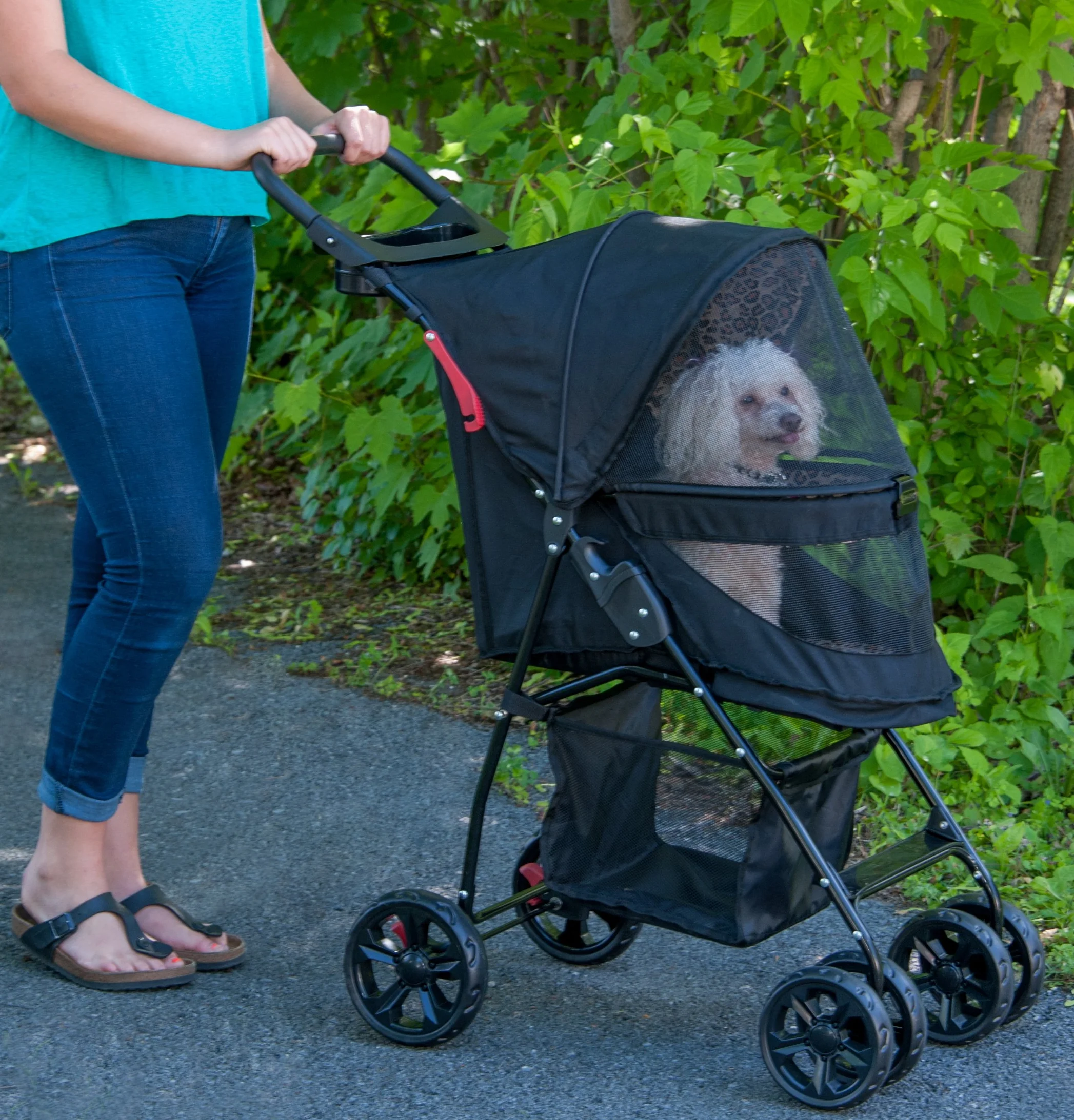 Pet Gear Happy Trails Lite wózek dla zwierząt domowych bez zamka błyskawicznego, łatwy do złożenia ze zdejmowaną wkładką, bezpieczny, kosz do przechowywania + uchwyt na kubek, 4 kolory