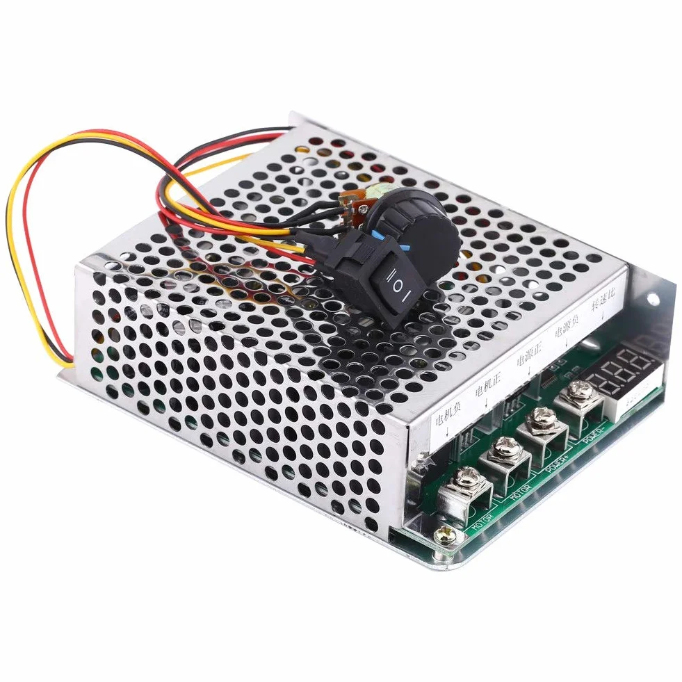 DC10V-55V Regulator Prędkości Sterownik Silnika Prądu Stałego Silnik Prądu Stałego z Zestawem Kontroli Prędkości 60A Regulator Prędkości Silnika Wyświetlacz Cyfrowy Przełącznik Kierunku Cofania Regula
