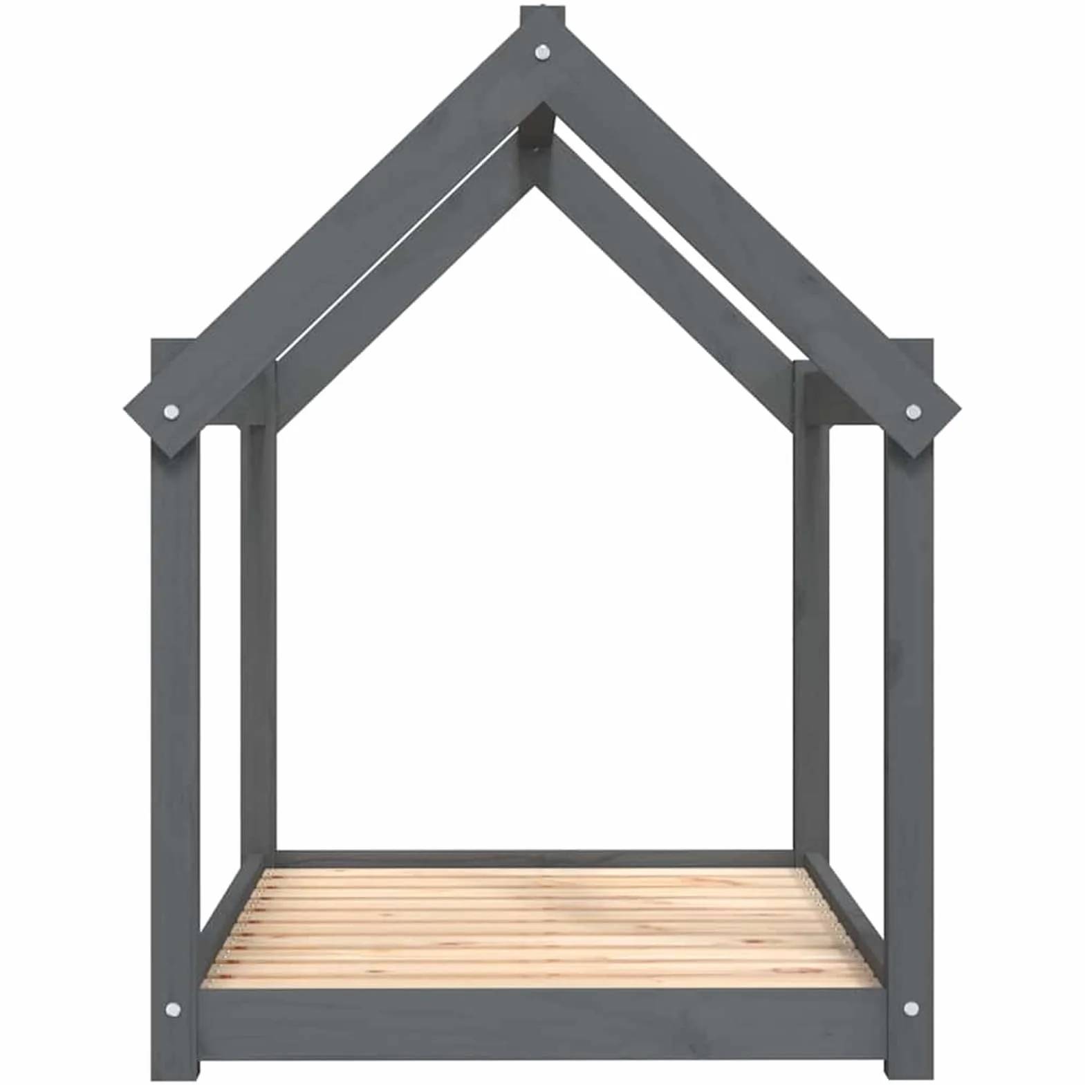 Legowisko dla psa, szare, 101 x 70 x 90 cm, lite drewno sosnowe | Lite drewno sosnowe, stabilna rama drewniana, prosty design do minimalistycznych pomieszczeń mieszkalnych