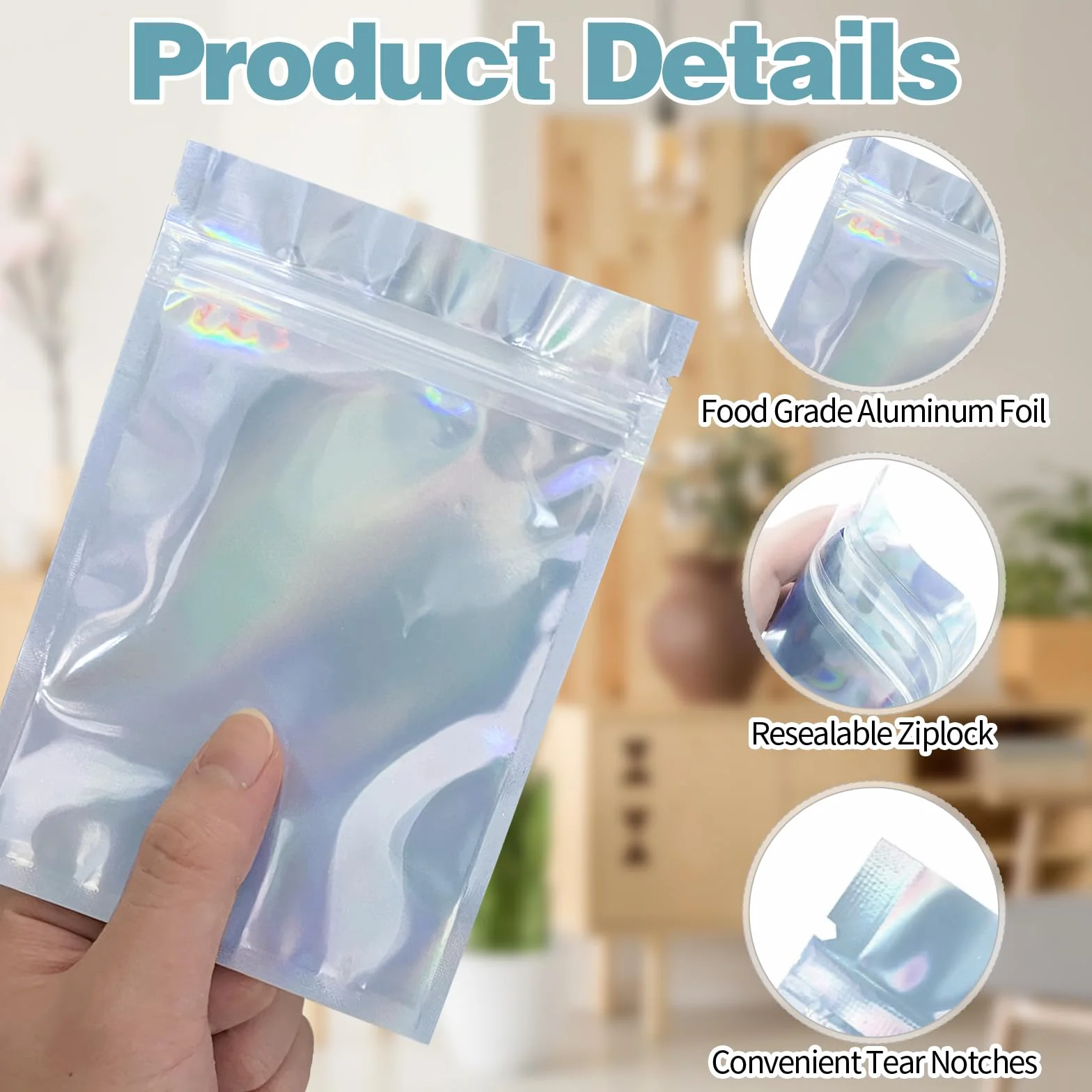 Mylar holograficzne torebki strunowe 50 sztuk